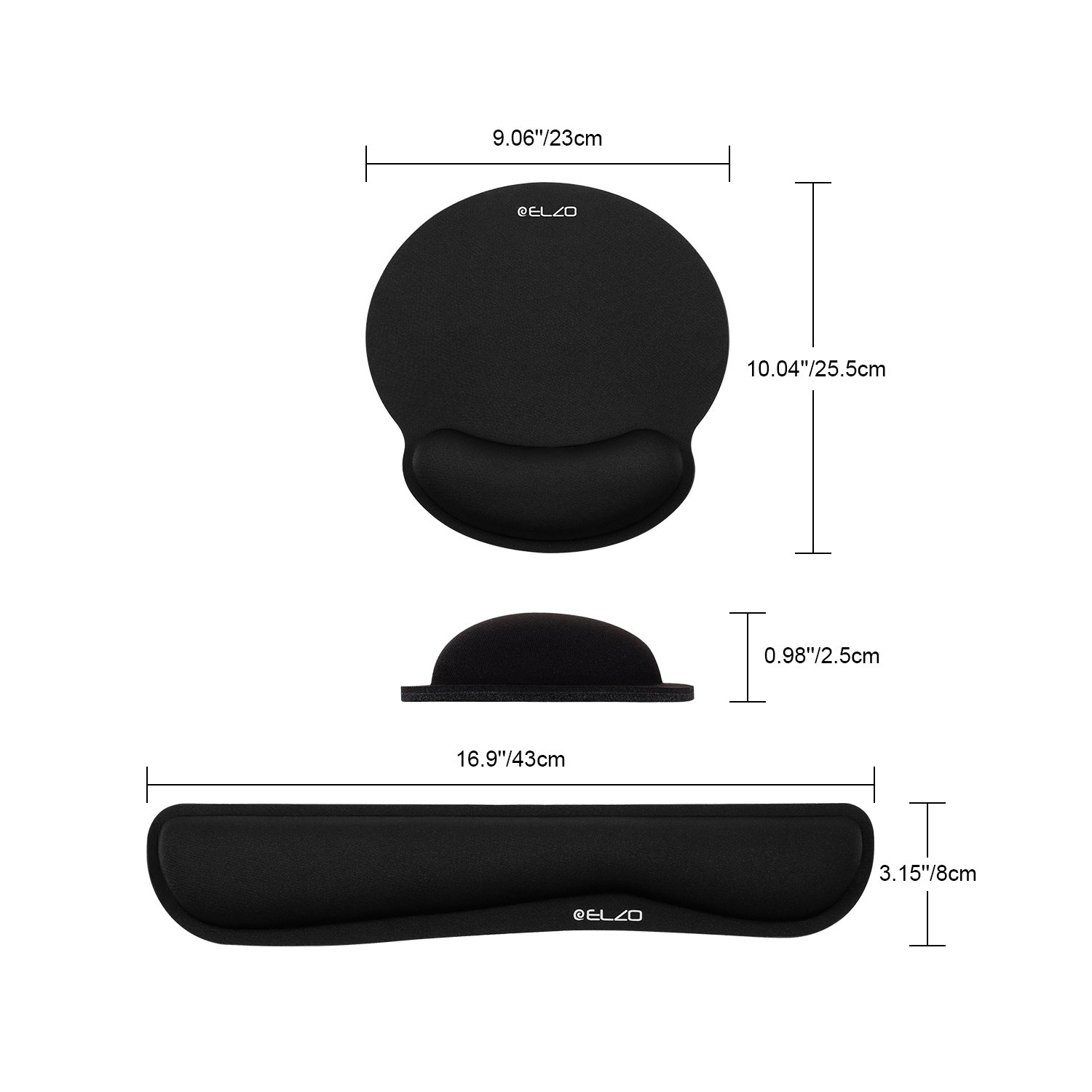 Wrist Rest Support for Keyboard & Mouse Pad Combo with Comfortable Memory Foam Padding, Nonsilp Rubber Base and Ergonomic Design for PC Computer