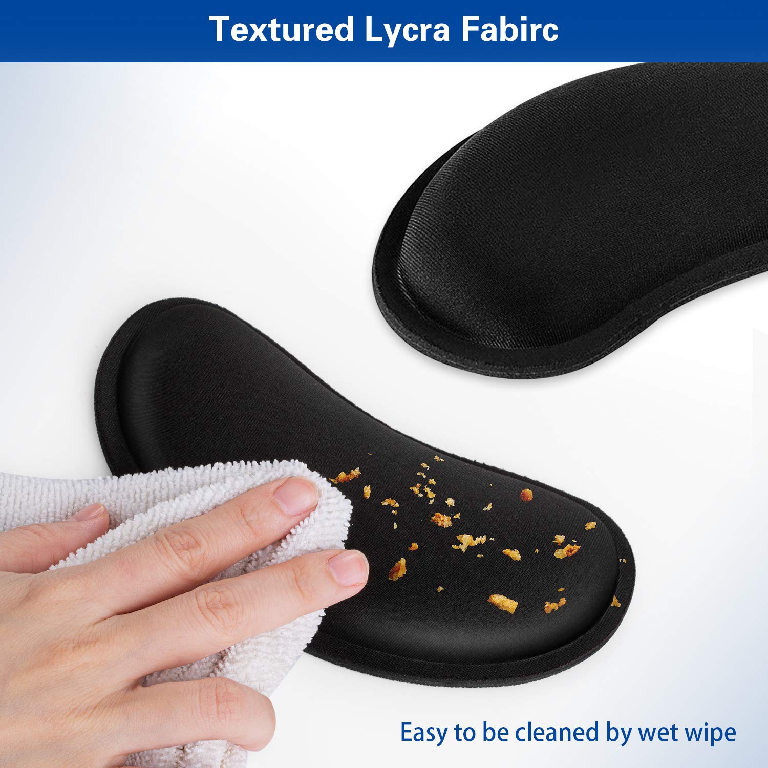 Mouse Wrist Rest, Canjoy 2 Pack Memory Foam Soft Fabric Mouse Wrist Rest Pad Support Cushion with Anti-Skid Rubber Base,Ergonomic Pain Relief Mouse