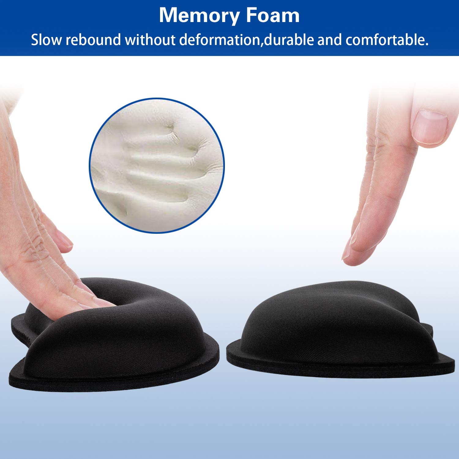Mouse Wrist Rest, Canjoy 2 Pack Memory Foam Soft Fabric Mouse Wrist Rest Pad Support Cushion with Anti-Skid Rubber Base,Ergonomic Pain Relief Mouse