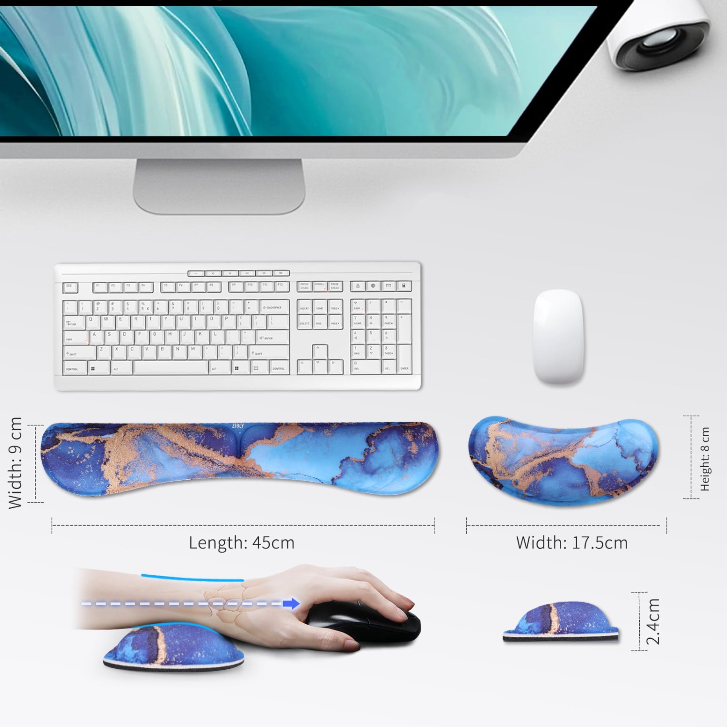 Ergonomic Gel Keyboard Wrist Rest & Mousepad Rests for Computer, Silky Memory Foam for Typing, Laptop Keyboard and Mouse Desk Pads Support Hand and