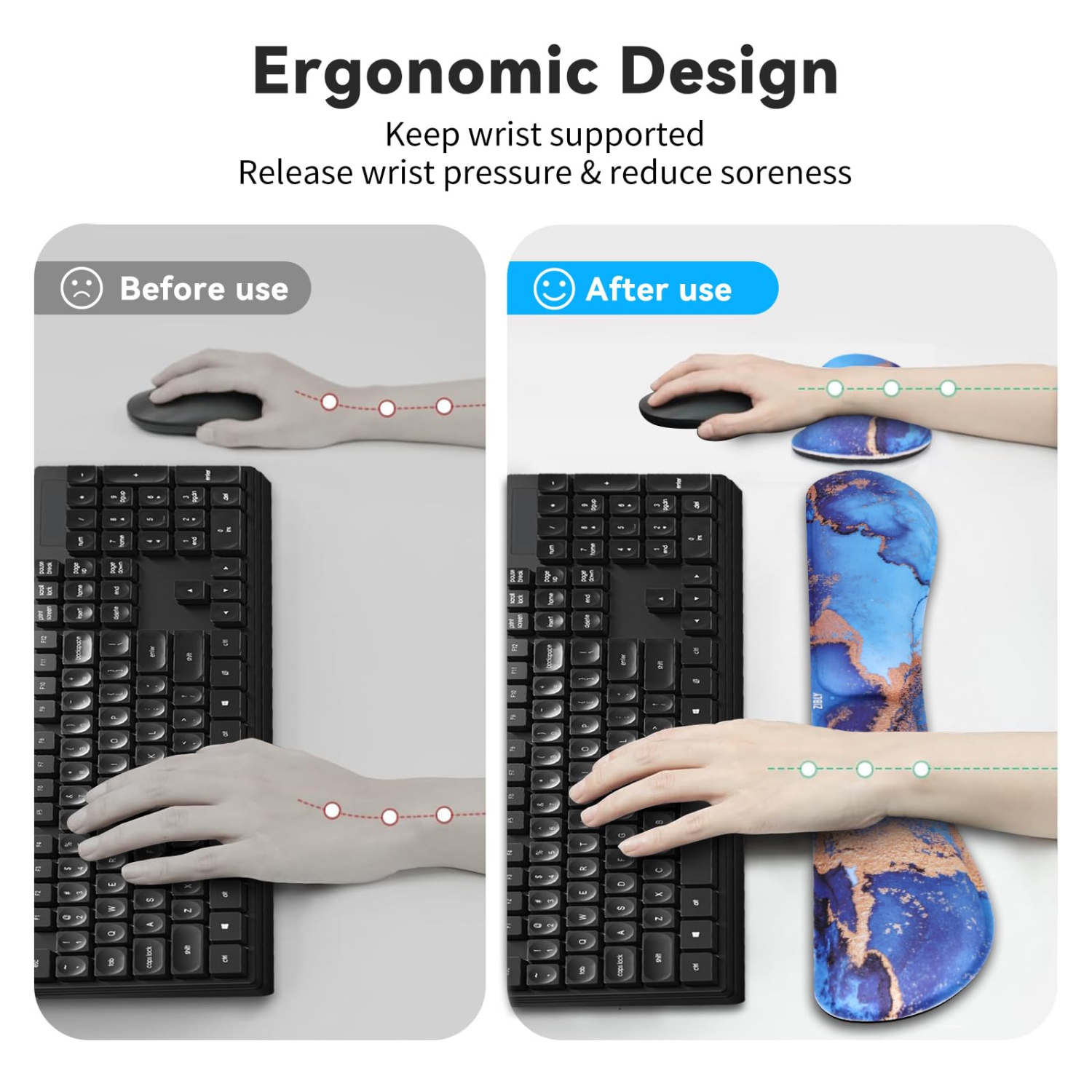 Ergonomic Gel Keyboard Wrist Rest & Mousepad Rests for Computer, Silky Memory Foam for Typing, Laptop Keyboard and Mouse Desk Pads Support Hand and
