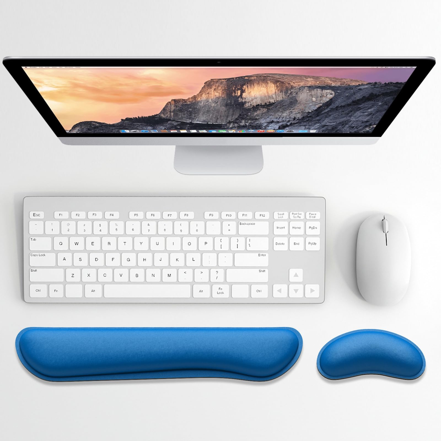 Enlarge Keyboard Wrist Rest, Memory Foam Wrist Cushion for Desk Mats Support, Cute Typing Pain Relief Keyboard Mouse Pad Rests Set with Non-Slip Base