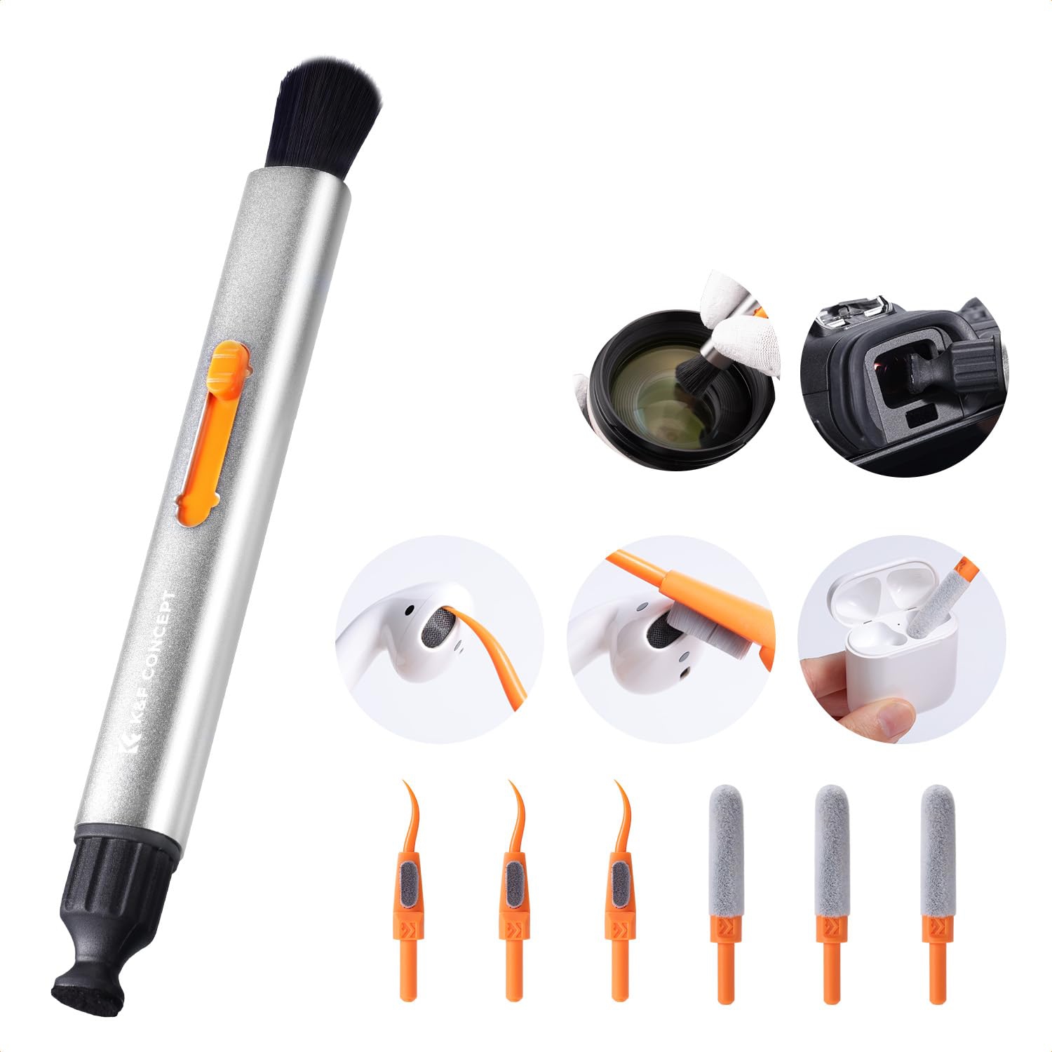 7-in-1 Lens Wireless Earbuds Cleaning Pen, with Flocking Sponge*3, Stripper*3, Cleaning Pen Cleaning Brush Earphones Cleaner Accessories, for Dust