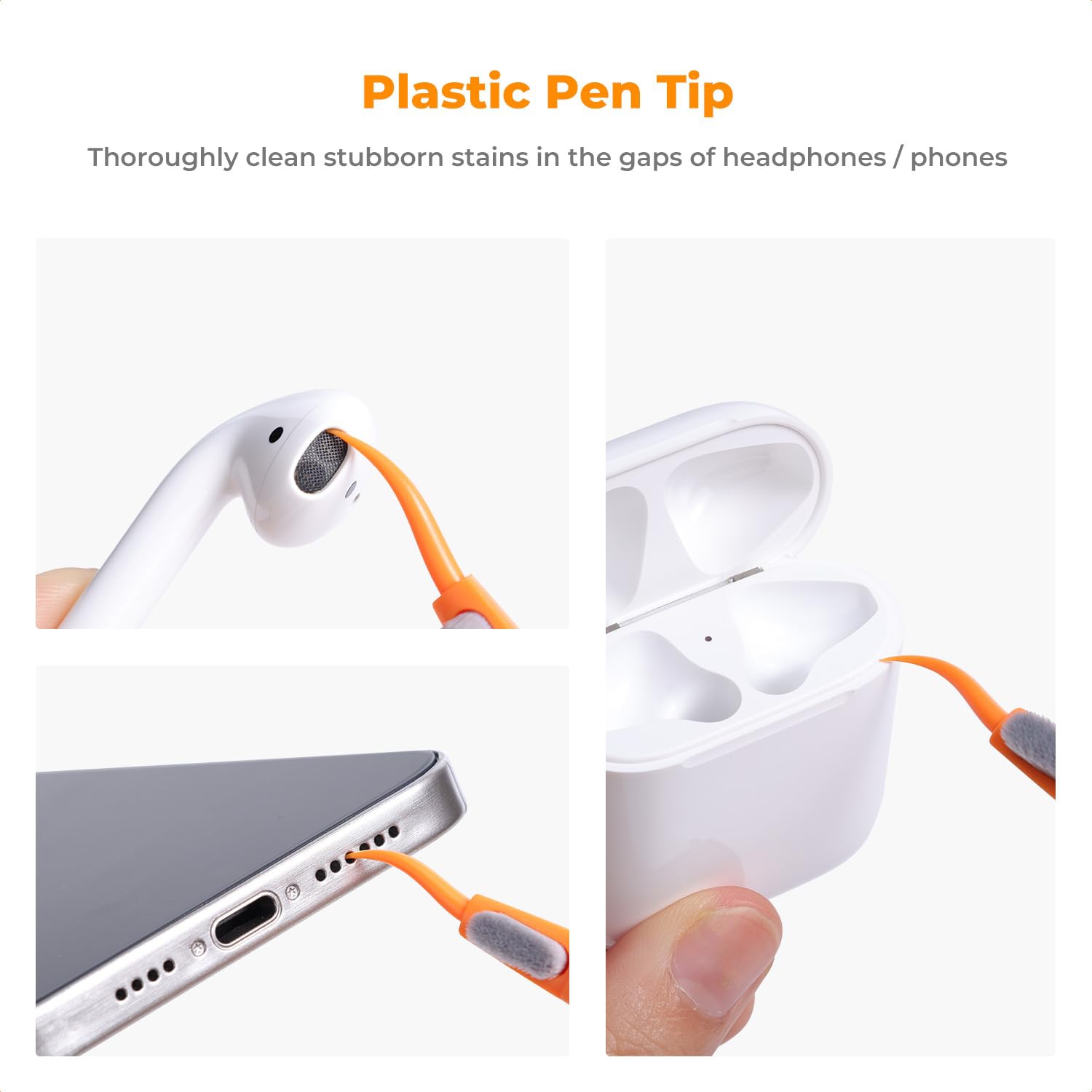 7-in-1 Lens Wireless Earbuds Cleaning Pen, with Flocking Sponge*3, Stripper*3, Cleaning Pen Cleaning Brush Earphones Cleaner Accessories, for Dust