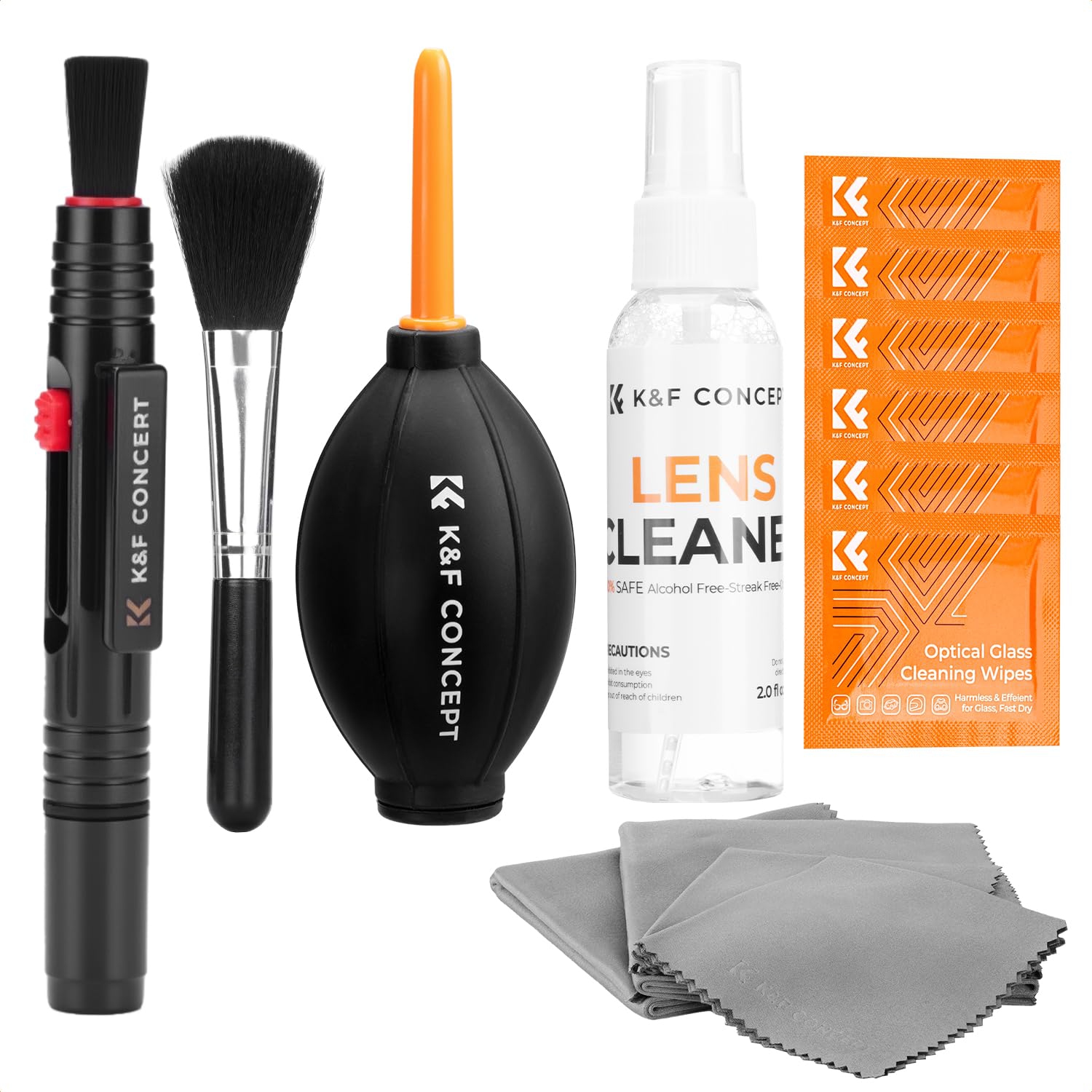 15-in-1 Camera Lens Cleaning Kit with Air Blowing, Wipes*6, 60ml Liquid, Cleaning Cloth*5, Lens Pen, Brush for DSLR Camera Lens Filter Cell Phones