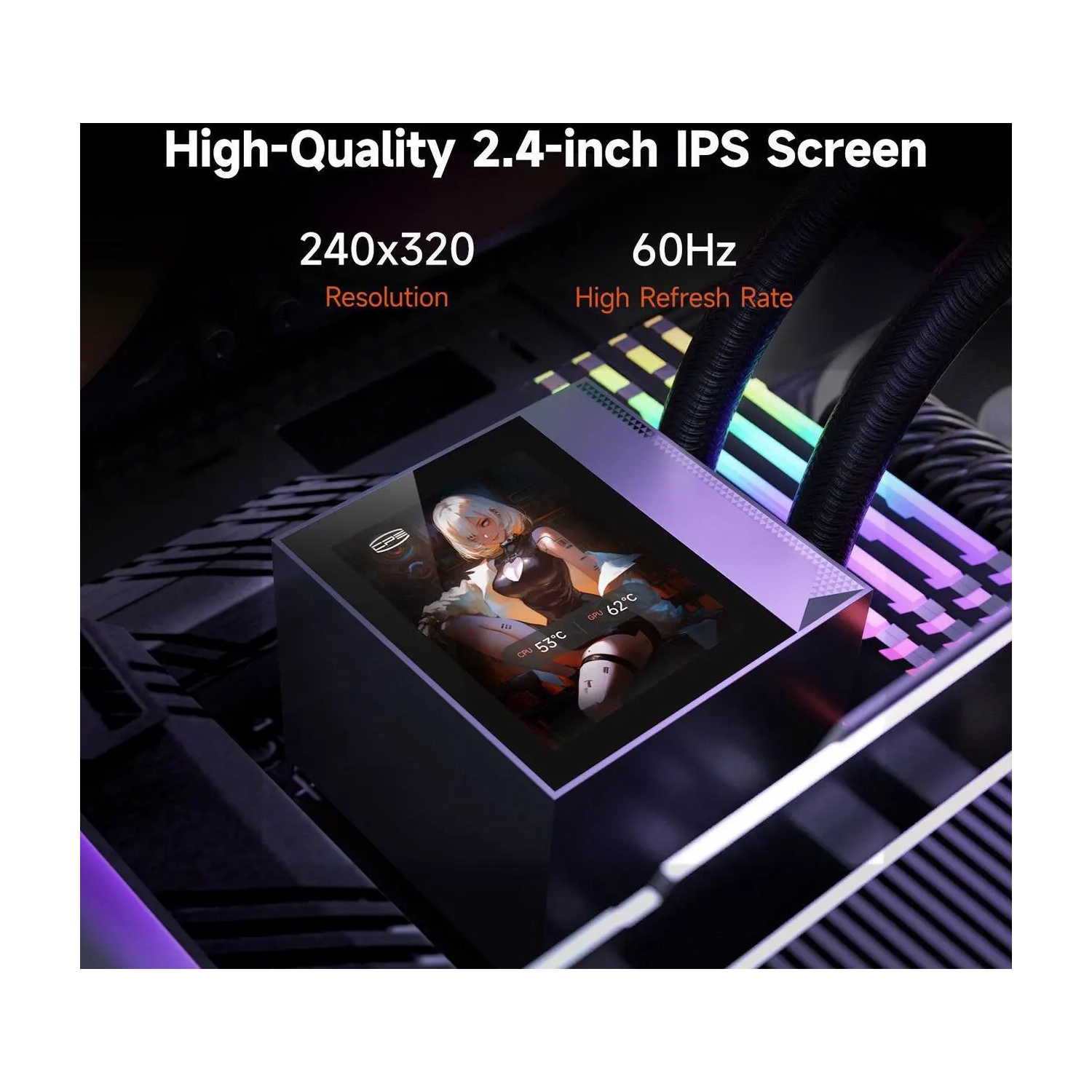 PCCOOLER CPS DC360 Pro ARGB Display AIO CPU Liquid Cooler, 360mm Radiator, 310W TDP, Customizable 2.4" IPS LCD Display, for Intel LGA