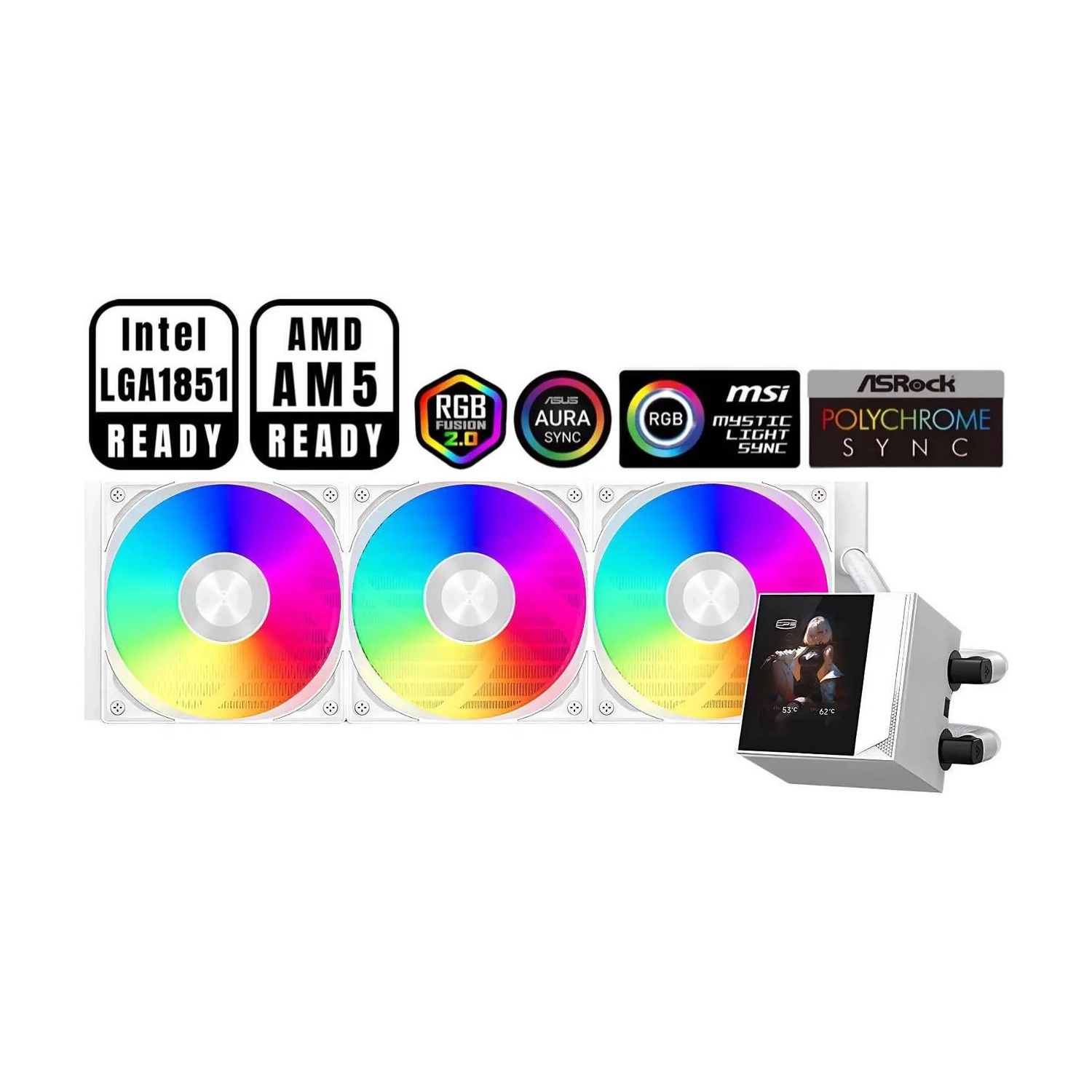 PCCOOLER CPS DC360 Pro ARGB Display AIO CPU Liquid Cooler, 360mm Radiator, 310W TDP, Customizable 2.4" IPS LCD Display, for Intel LGA