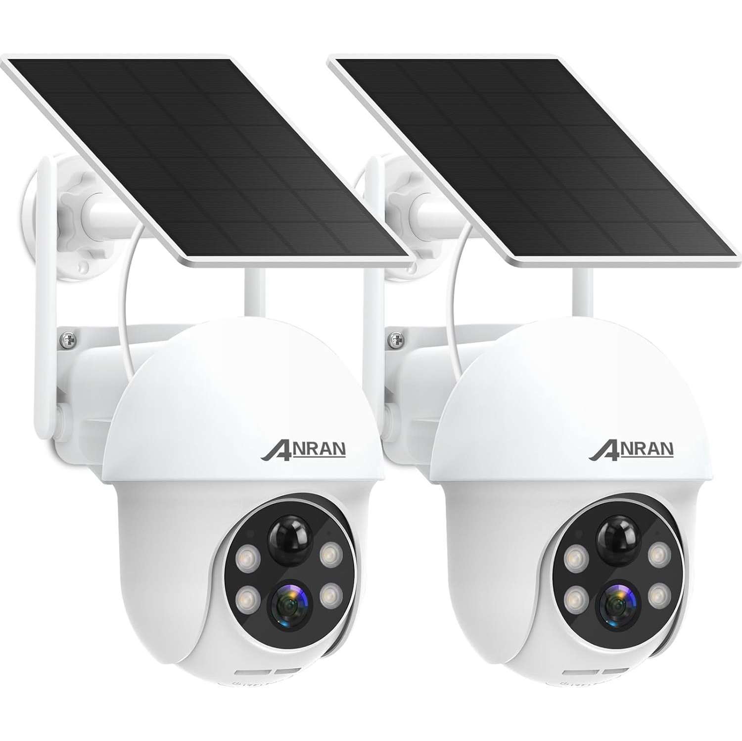 ANRAN 2K Security Camera Wireless Outdoor, Solar Outdoor Camera with 360° View, Smart Siren, Pan Tilt Control, 2-Way Talk and more - 2 Pack