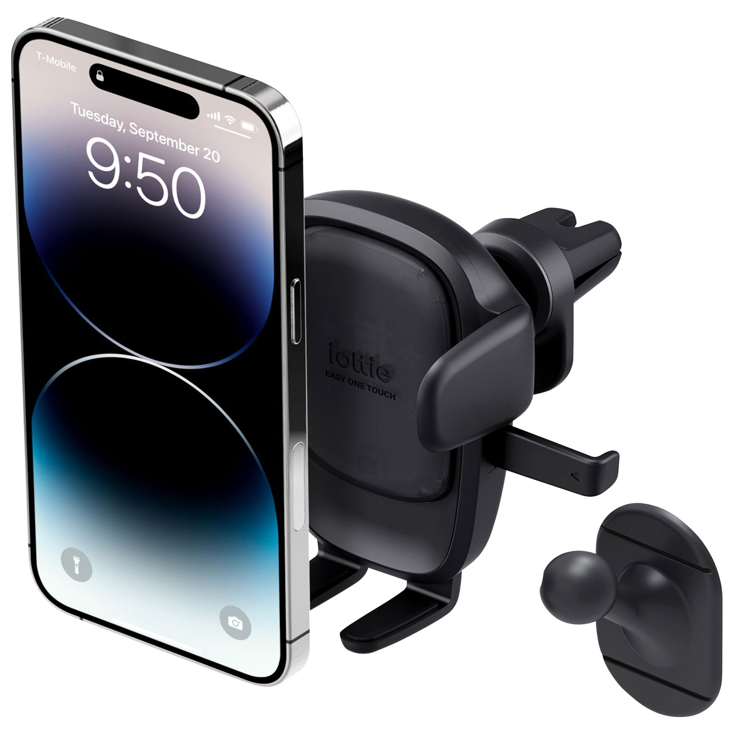 Fixation pour bouche d'air intégrée Easy One Touch 6 d'iOttie - Noir