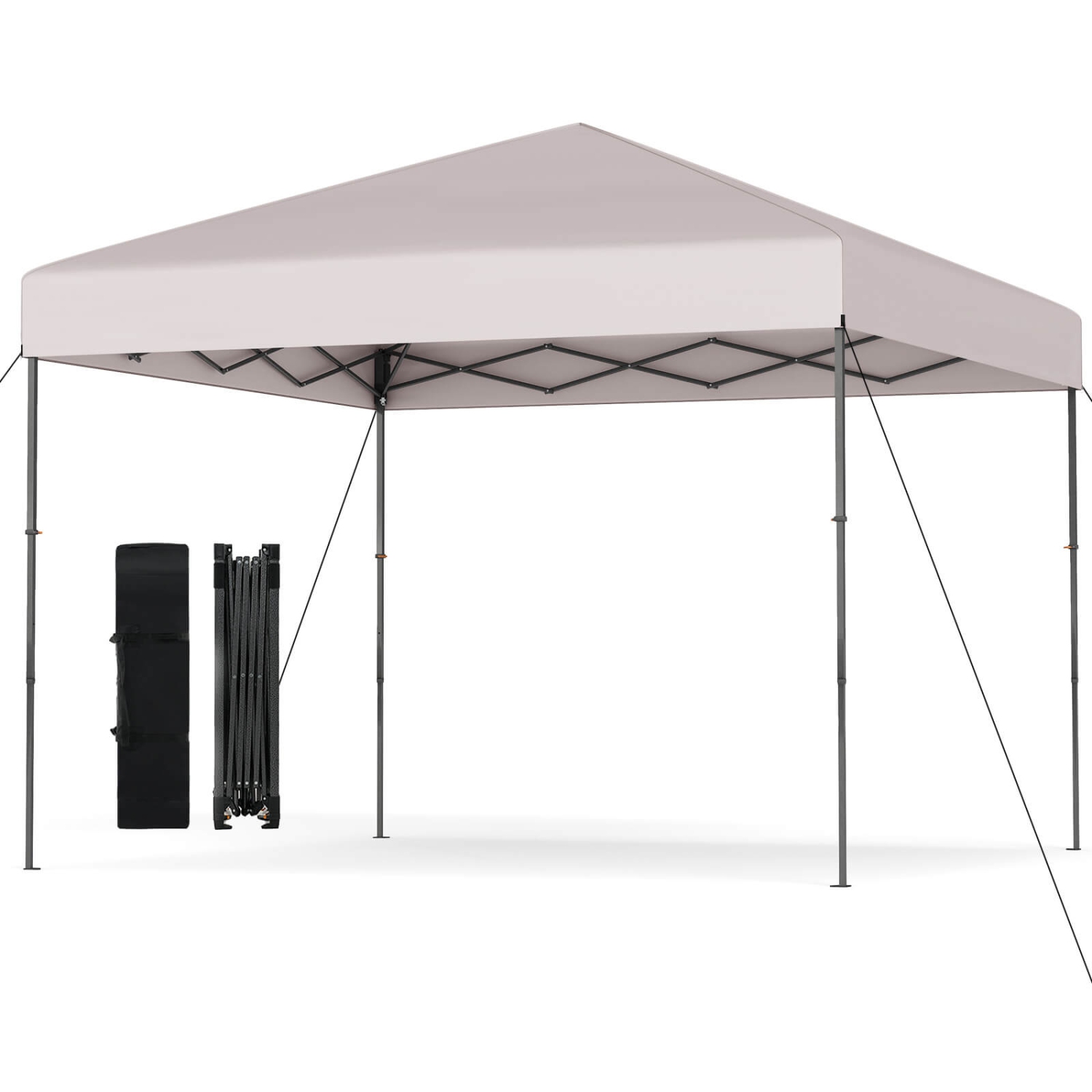 Costway 10 X 10 FT Pop up Canopy Tent with Portable Carrying Bag 8 Stakes 4 Wind Ropes Pink/Yellow/Beige/White/Gray/Navy