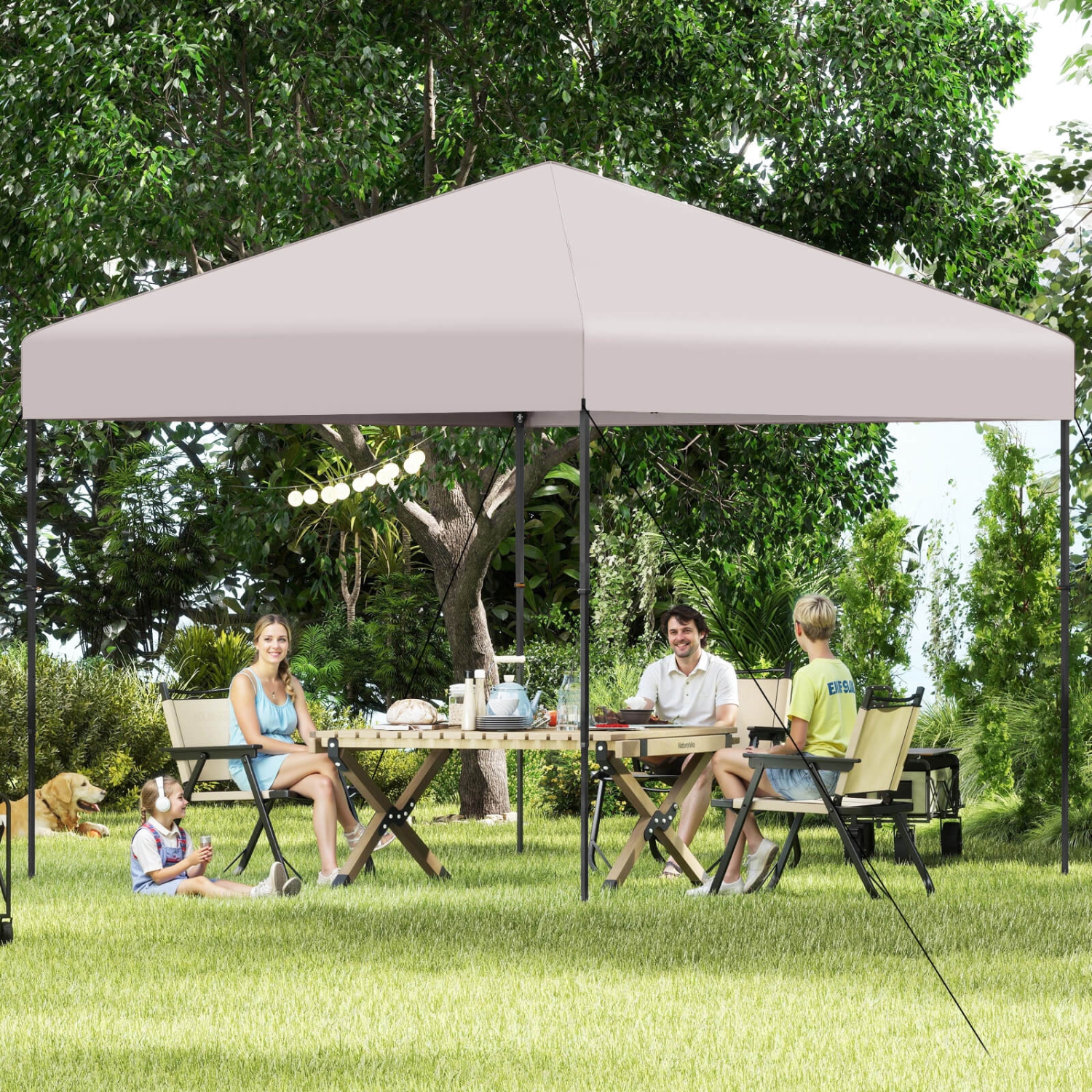 Costway 10 X 10 FT Pop up Canopy Tent with Portable Carrying Bag 8 Stakes 4 Wind Ropes Pink/Yellow/Beige/White/Gray/Navy