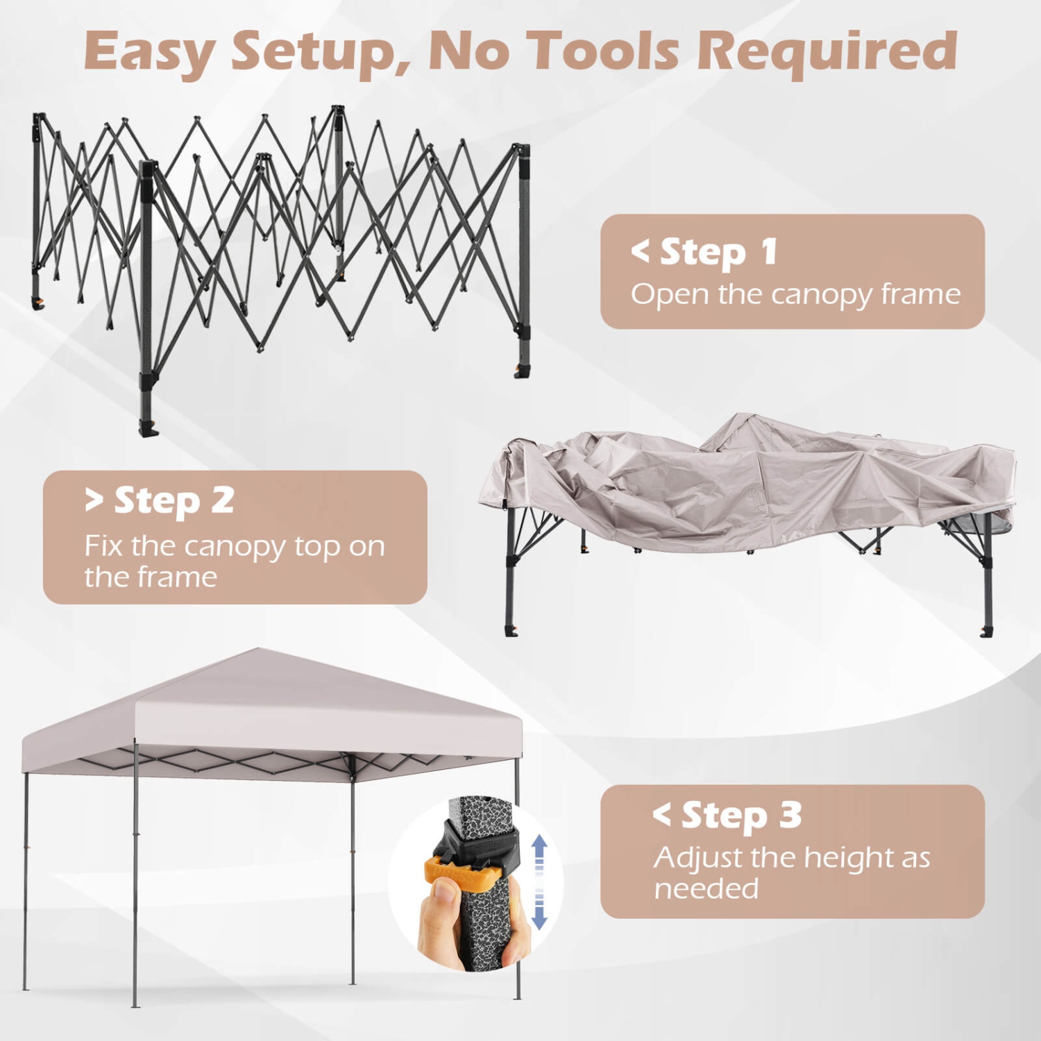 Costway 10 X 10 FT Pop up Canopy Tent with Portable Carrying Bag 8 Stakes 4 Wind Ropes Pink/Yellow/Beige/White/Gray/Navy