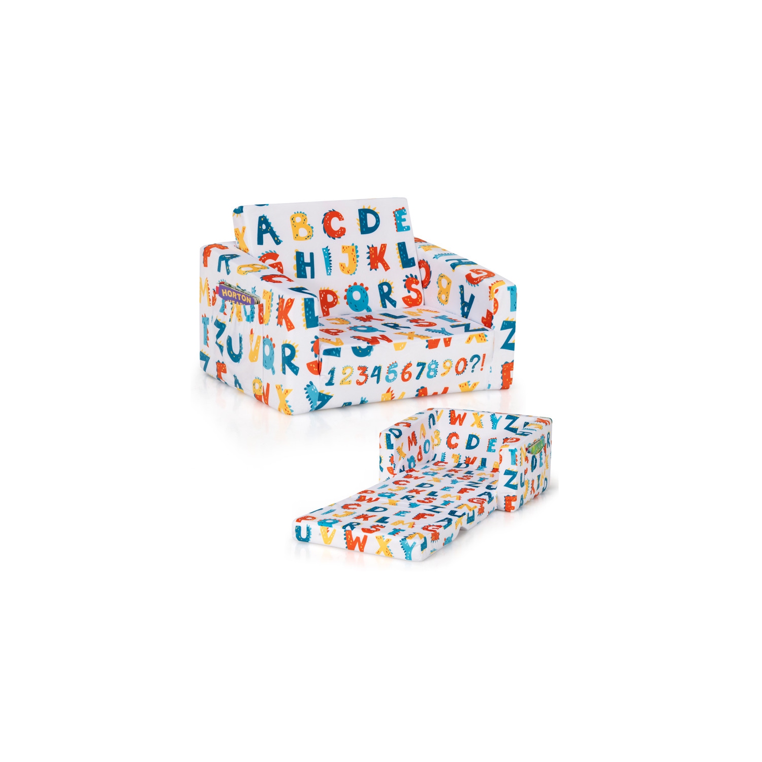 2-in-1 Kids Sofa with Velvet Fabric for Playroom or Bedroom