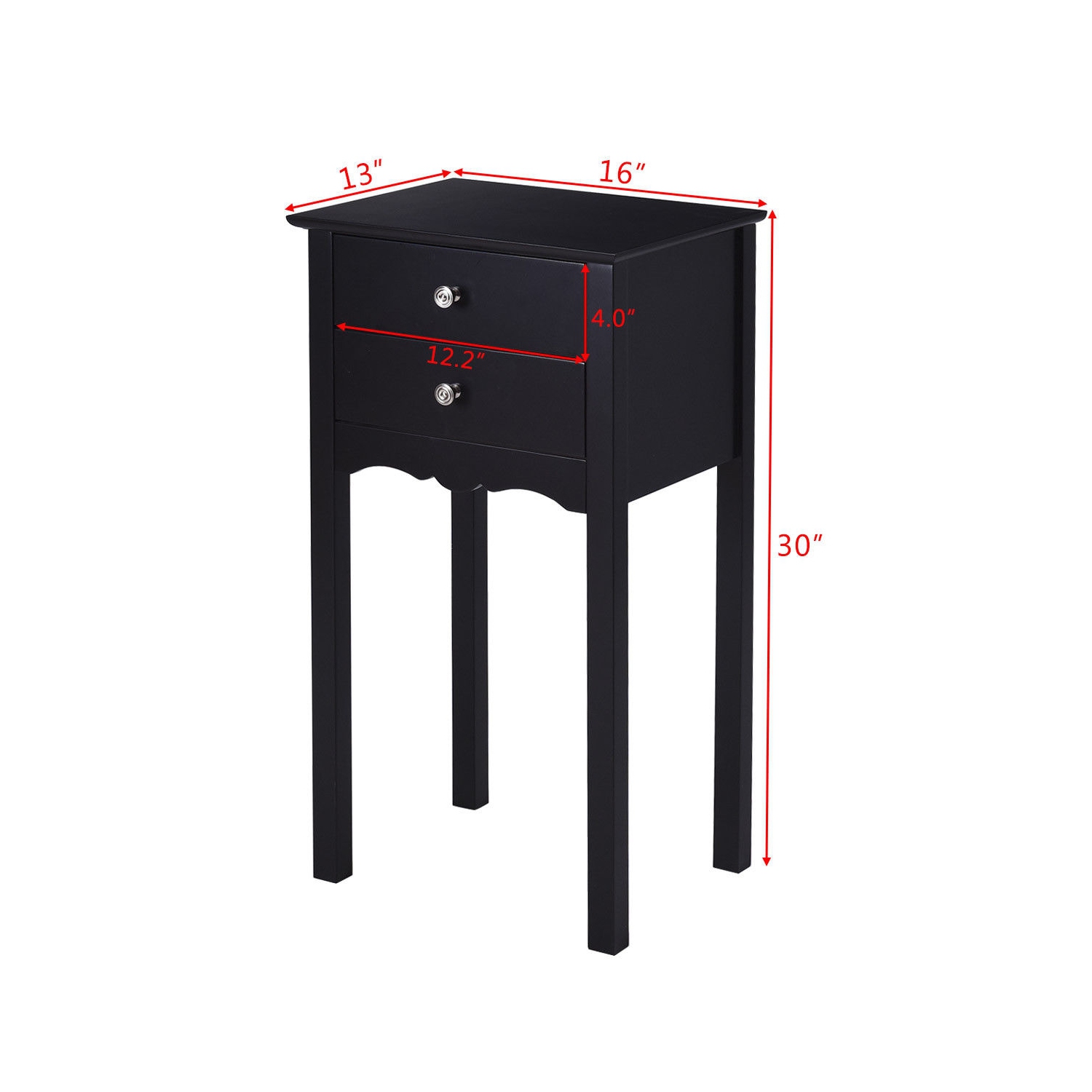 Table d'appoint rétro avec 2 tiroirs de rangement pour le salon ou la chambre à coucher