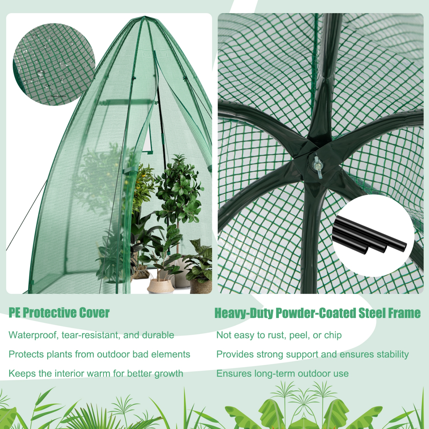 Mini Greenhouse with Portable Design and All-Weather PE Cover