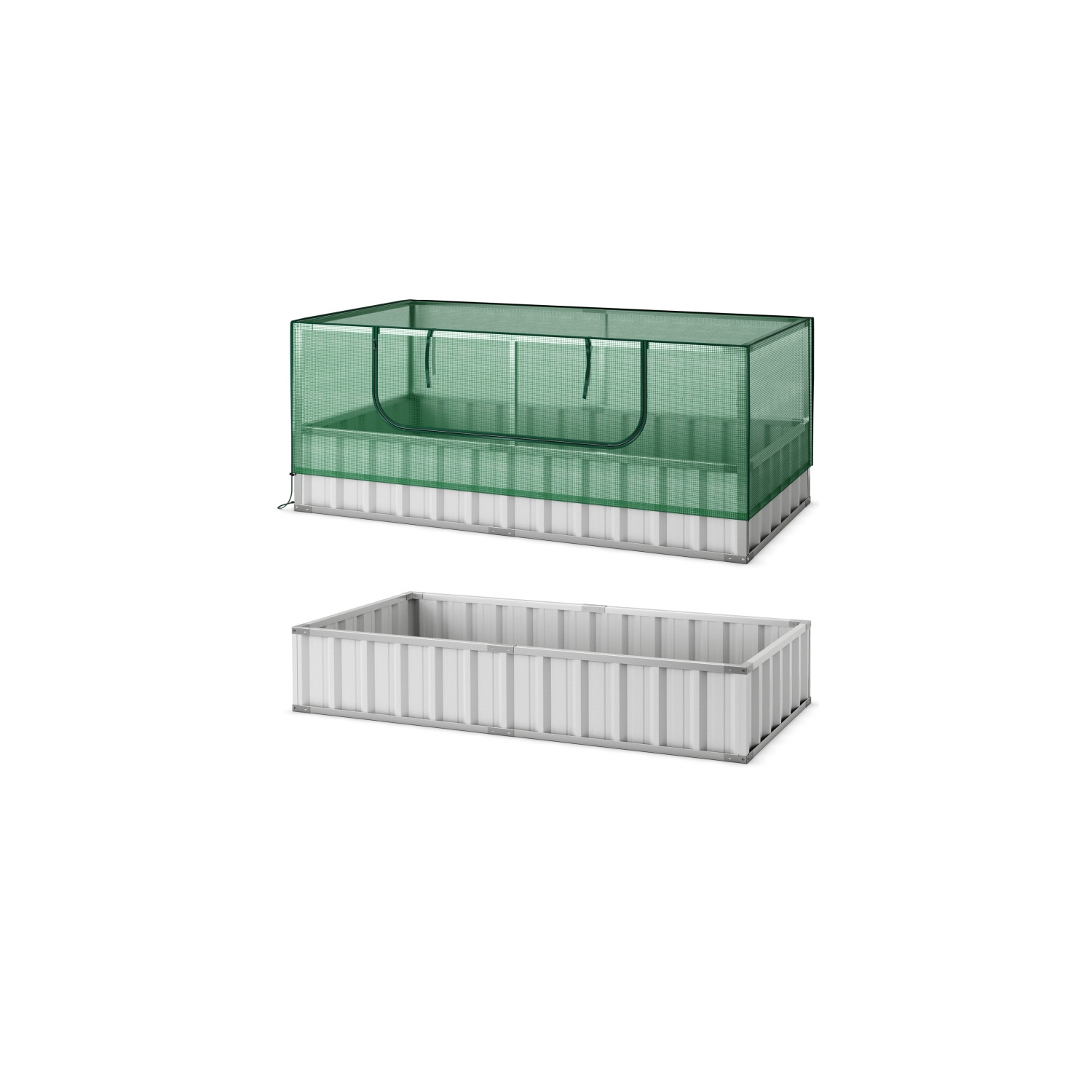 Lit de jardin surélevé galvanisé avec couvercle protecteur de serre