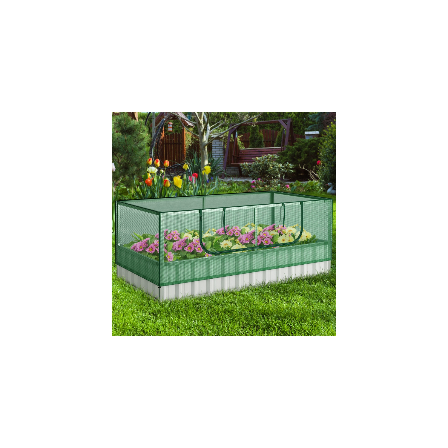 Lit de jardin surélevé galvanisé avec couvercle protecteur de serre