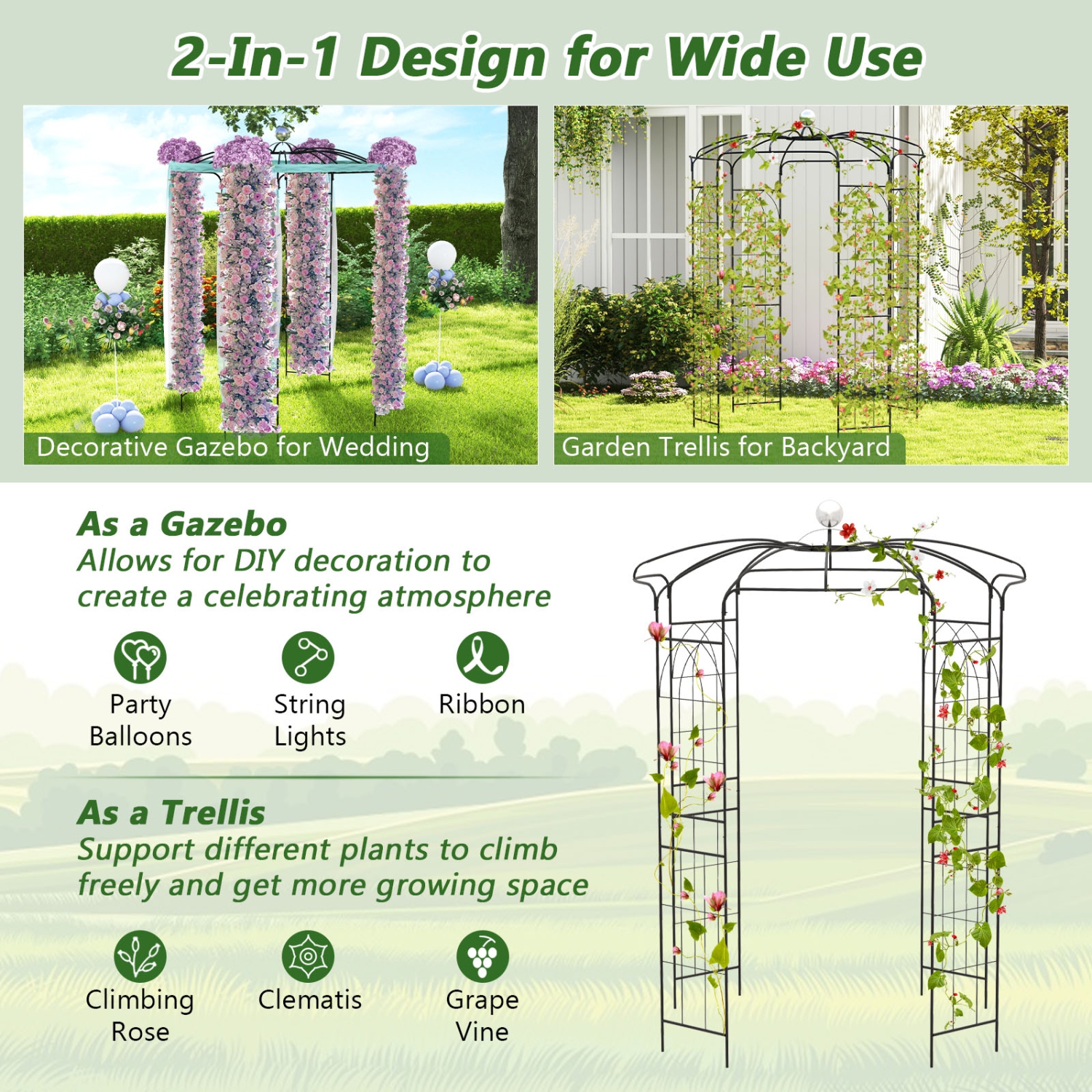 Decorative Birdcage Gazebo for Garden Vines and Wedding Ceremony