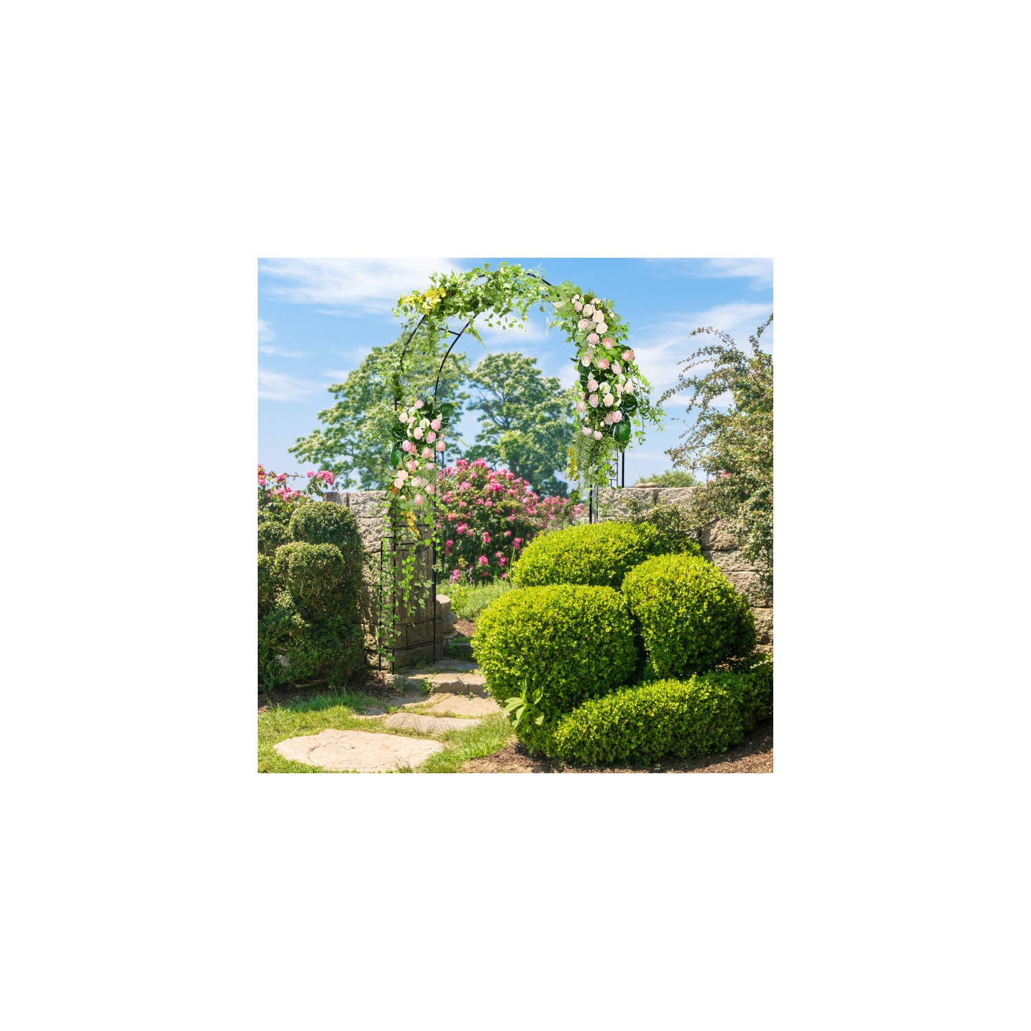 Decorative Metal Garden Arch with Fence for Climbing Plants