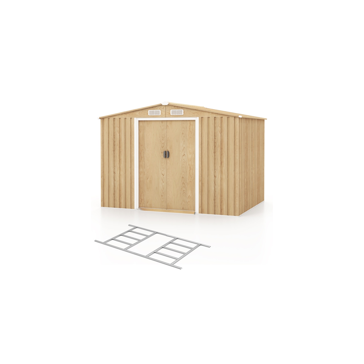 Remise en acier galvanisé résistant aux intempéries avec toit inclinable pour la cour arrière