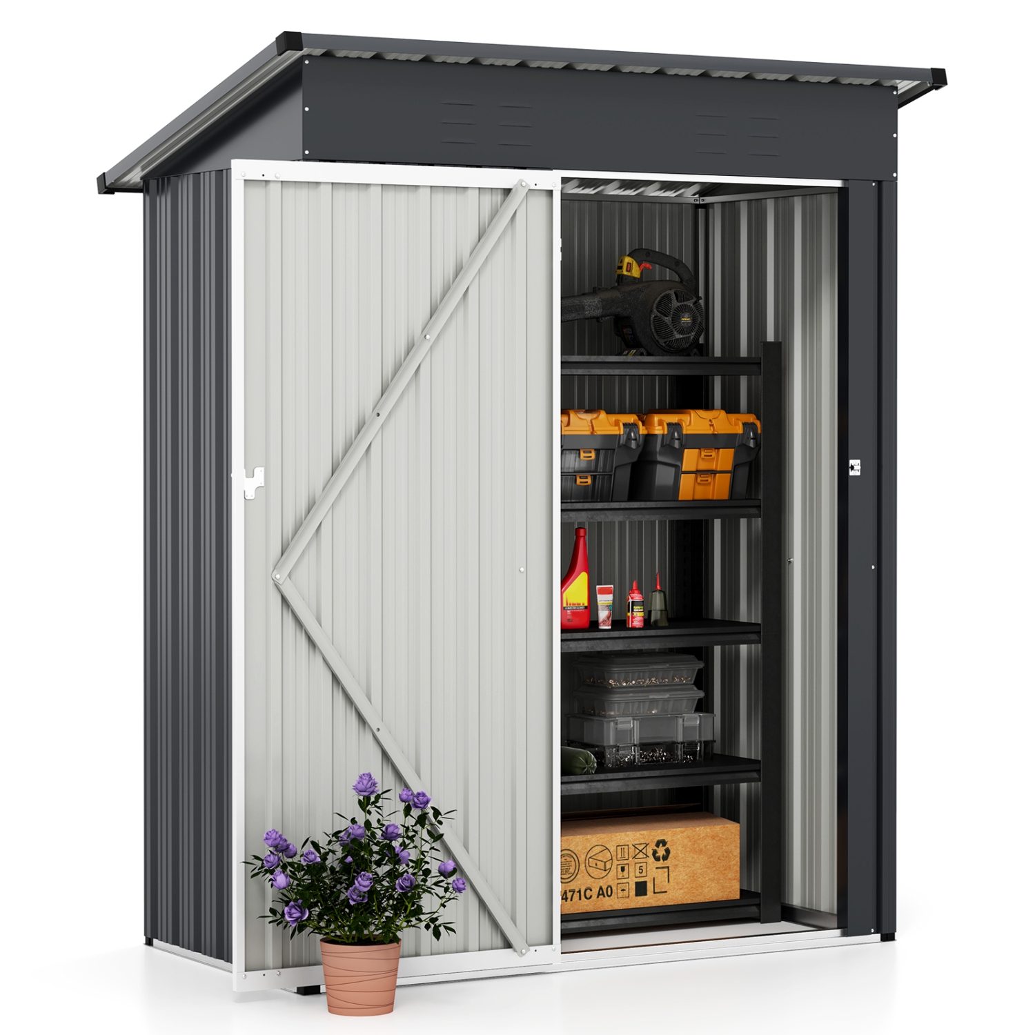 Weather-Resistant Outdoor Storage Shed with Lockable Entry