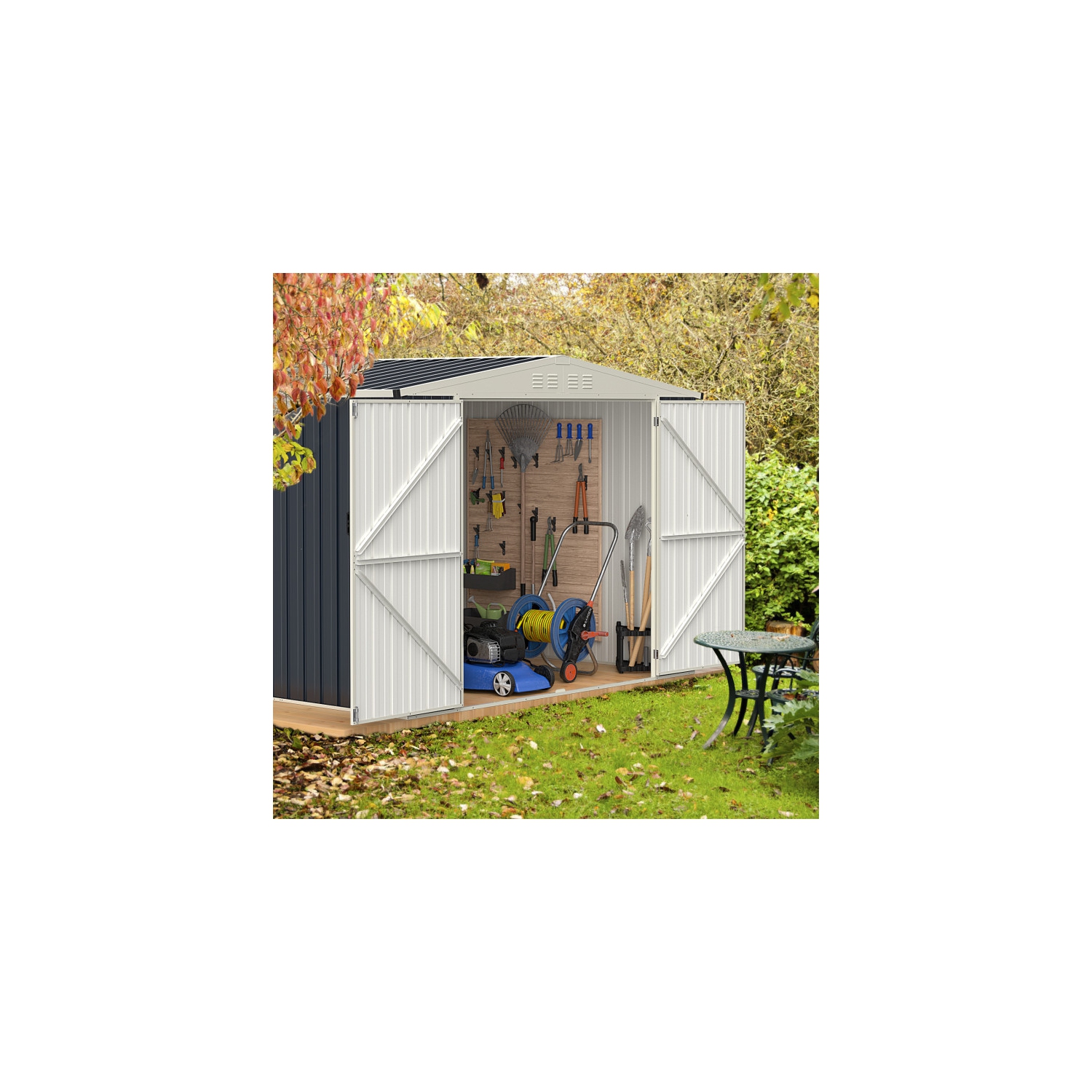 Metal Outdoor Storage Shed with Lockable Door for Garden Tools