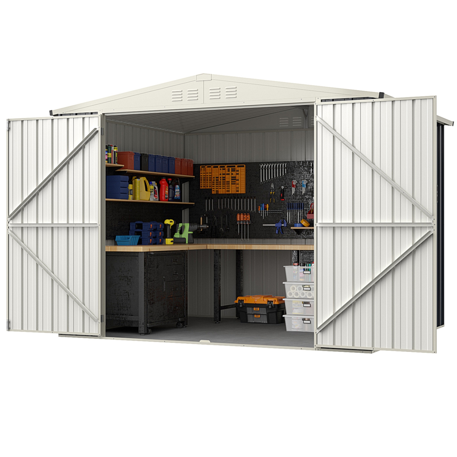 Metal Outdoor Storage Shed with Lockable Door for Garden Tools