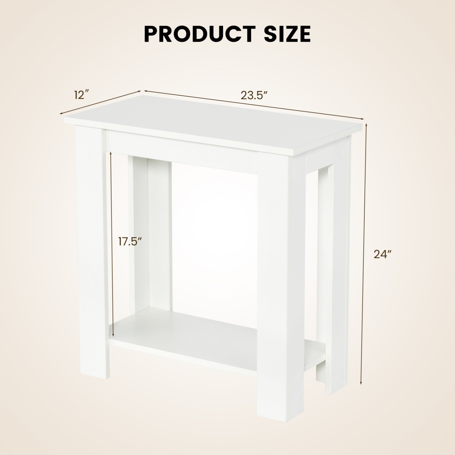 Table d'appoint à 2 niveaux peu encombrante avec tablette de rangement pour chambre à coucher ou canapé