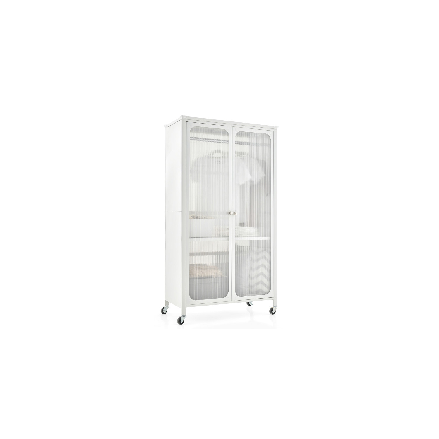 Armoire de rangement à roulettes avec tringle à suspension et tablette réglable pour organiser les placards