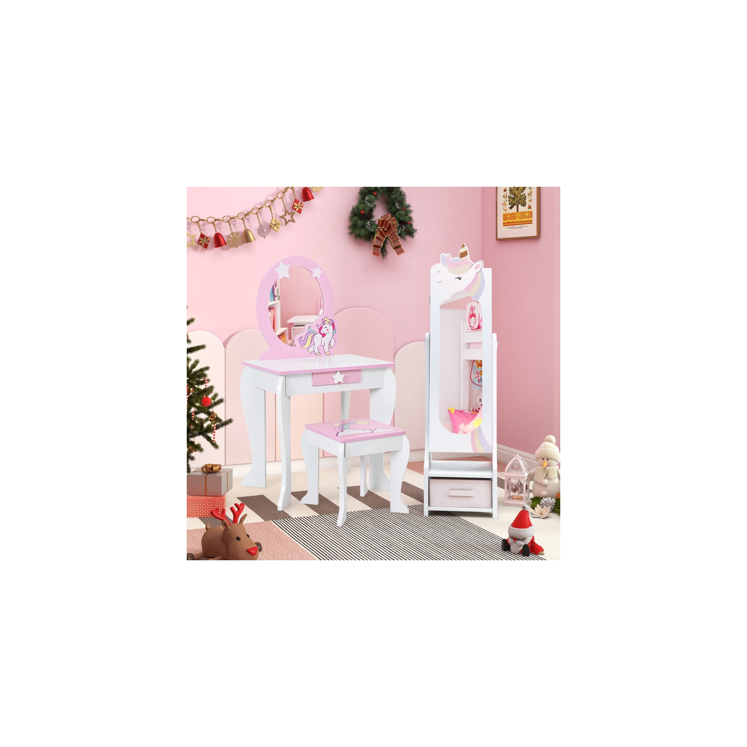 Armoire à bijoux pour enfants avec rangement et angles d'inclinaison réglables