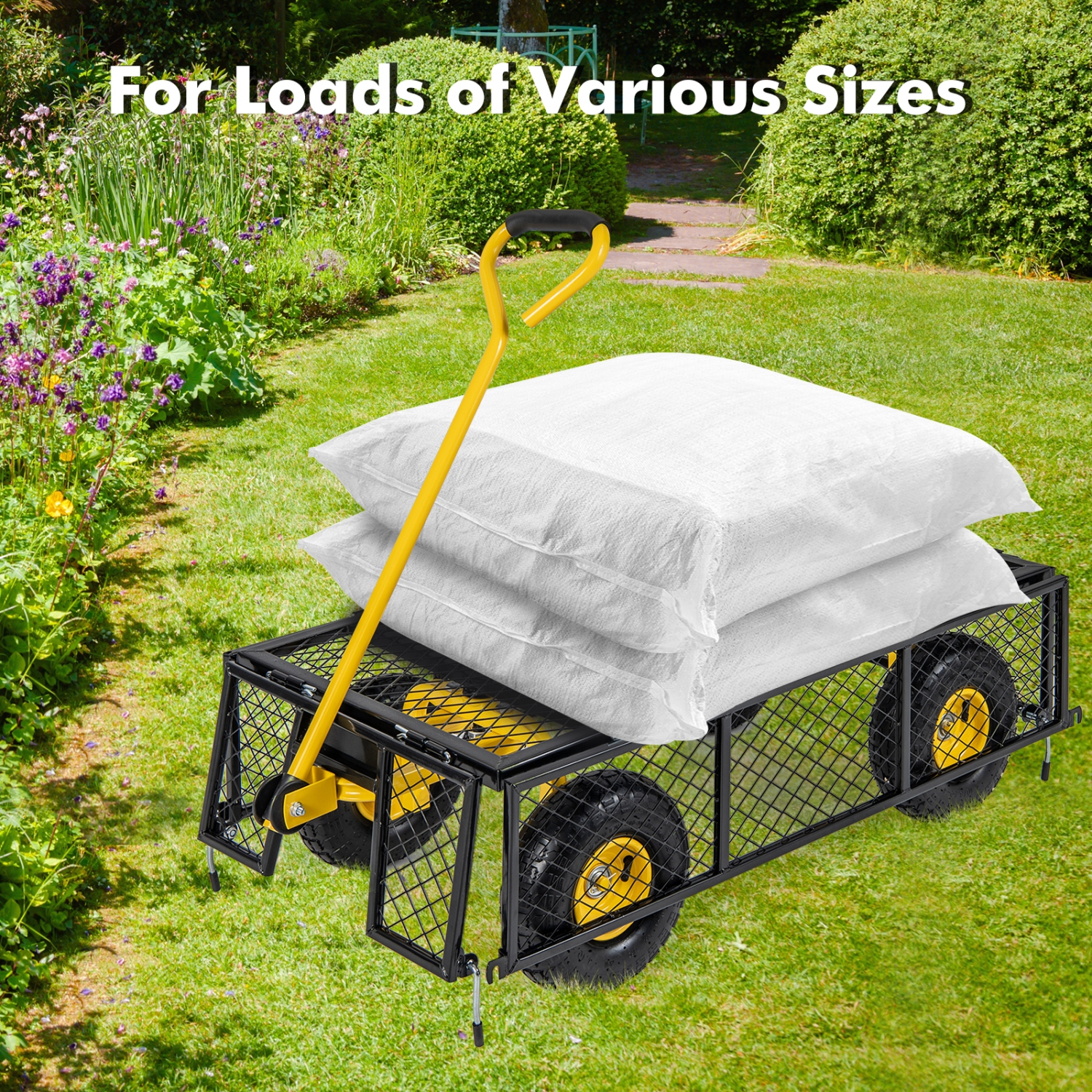 Utility Garden Wagon with 4 Removable Panels and 900LBS Load Capacity