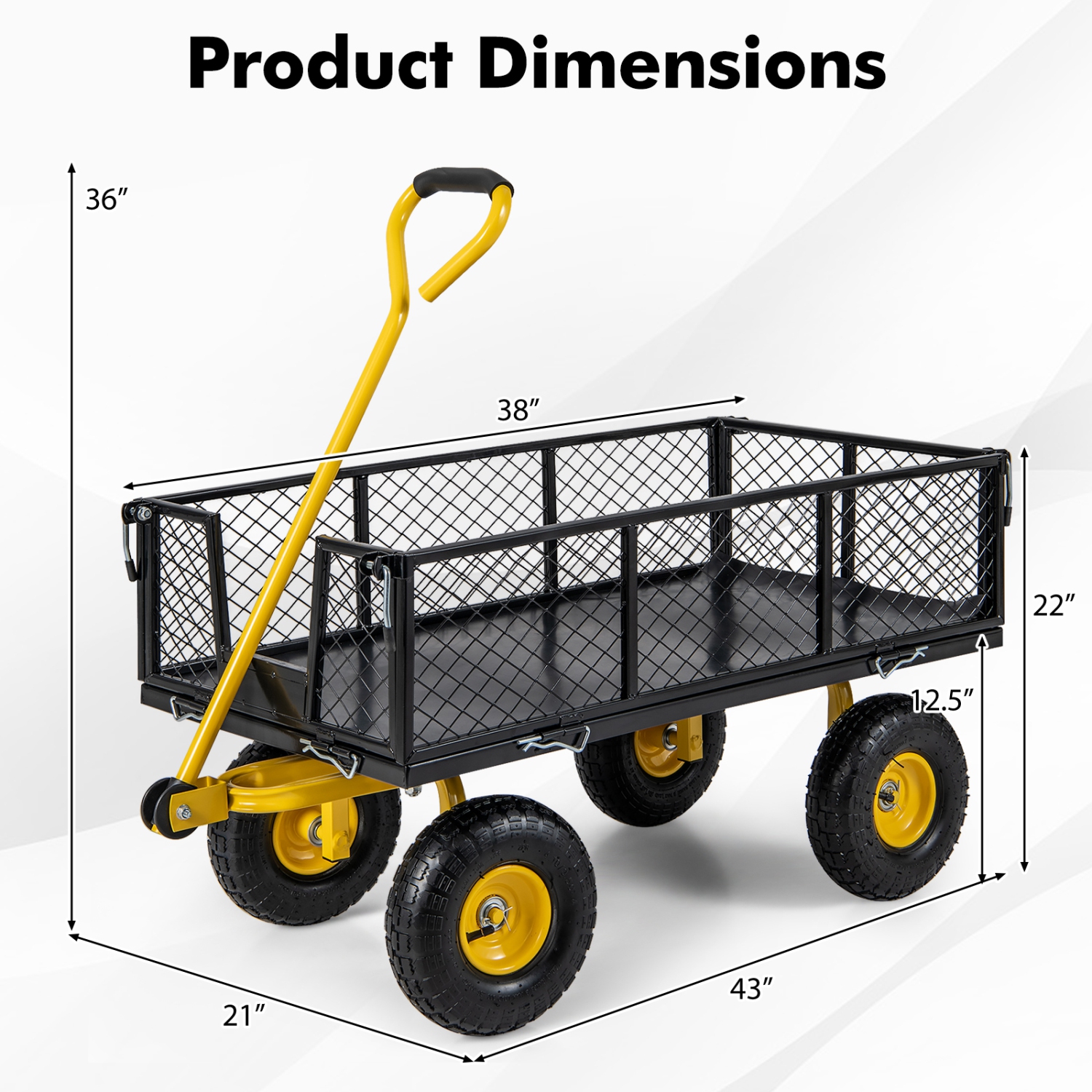 Utility Garden Wagon with 4 Removable Panels and 900LBS Load Capacity