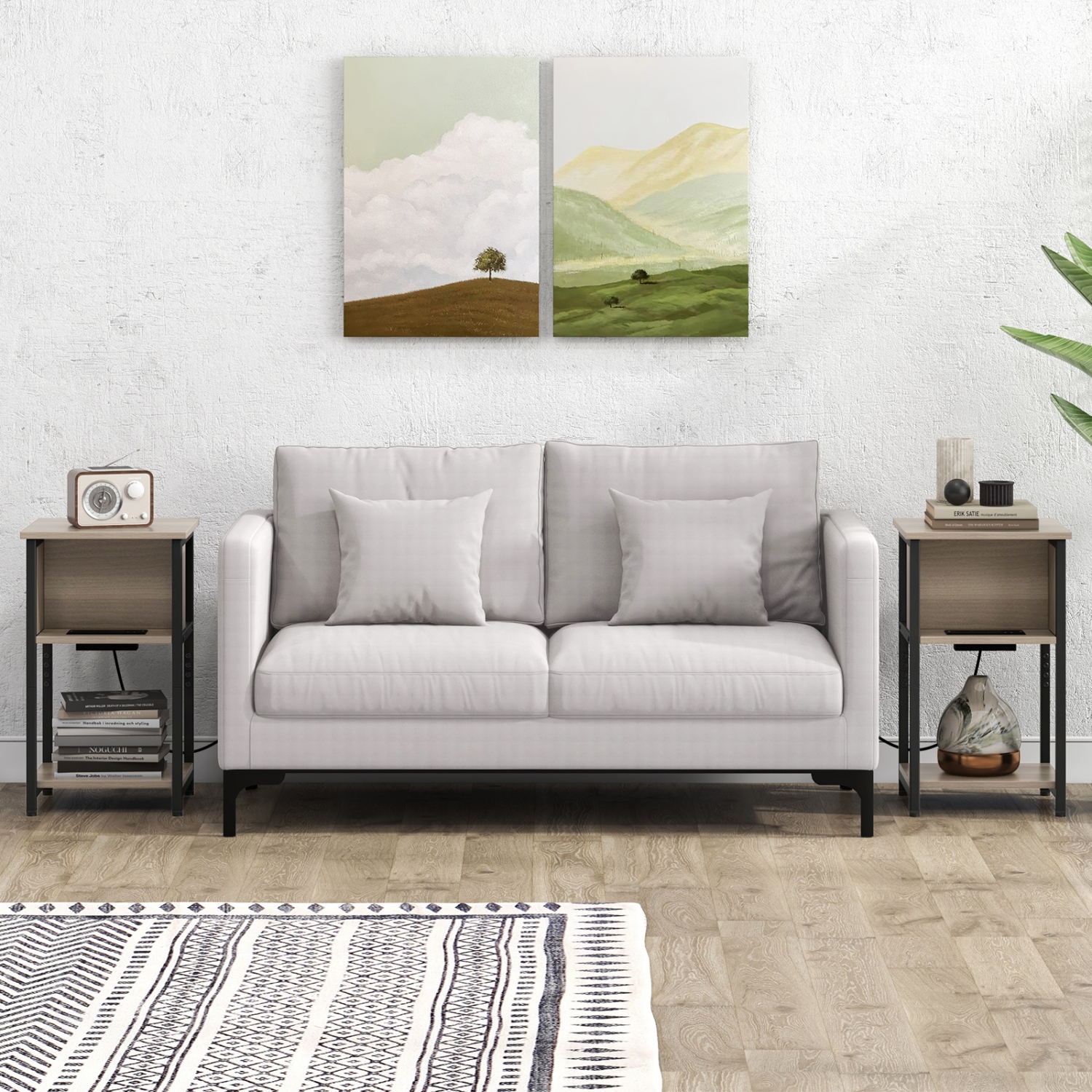 Table de bout à 3 niveaux avec ports USB et prises d'alimentation pour la chambre ou le salon