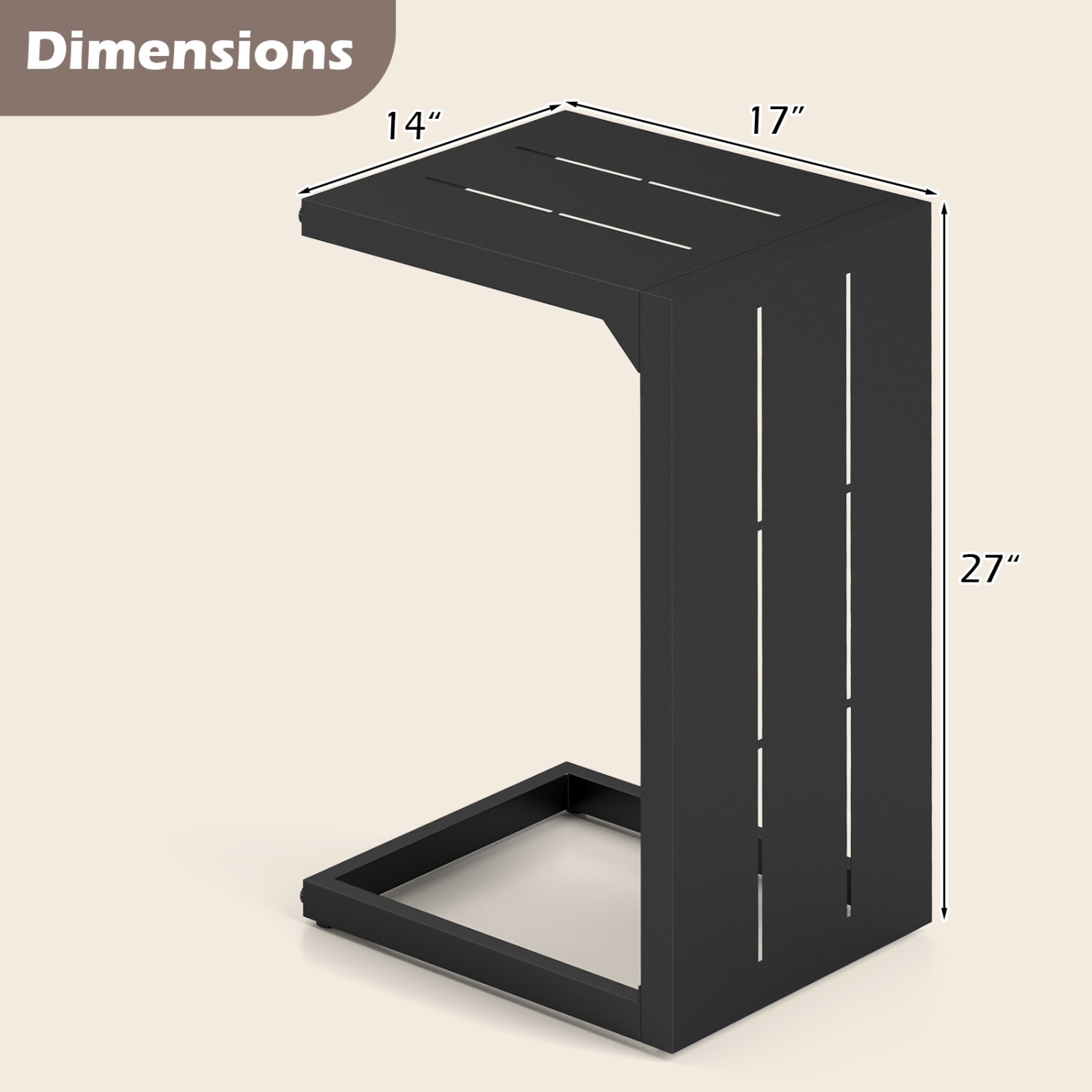 Ensemble de 2 tables de bout en C avec repose-pieds réglables pour une utilisation à l'intérieur ou à l'extérieur