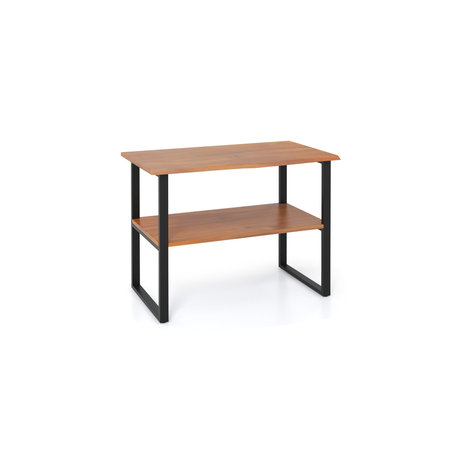 Table d'extrémité compacte à 2 niveaux en teck pour le salon, le couloir ou la buanderie