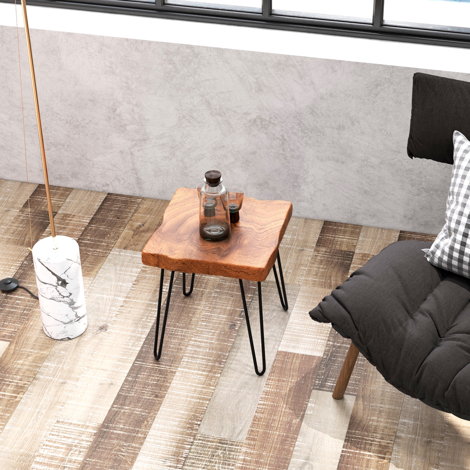 Table de bout en bois de teck pour le salon, la chambre ou le bureau