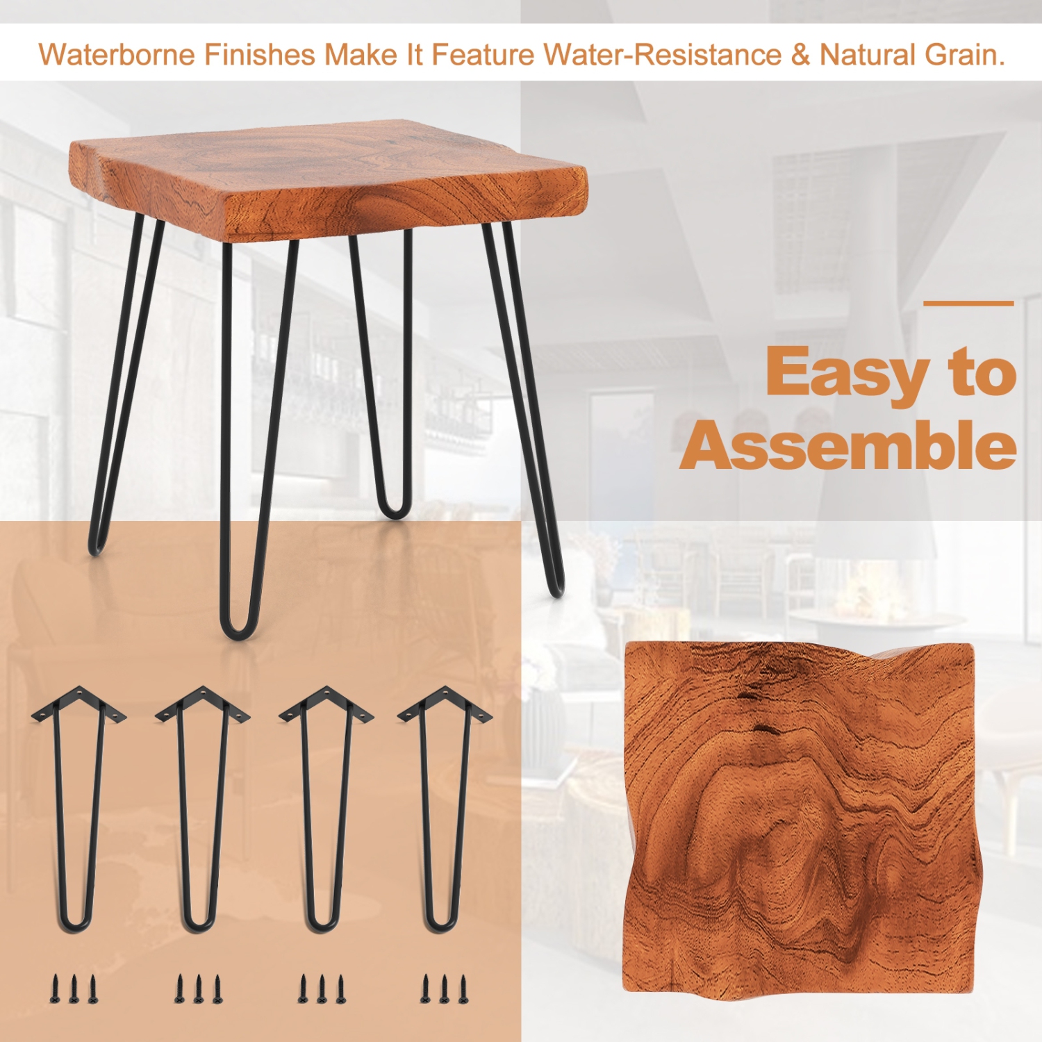 Table de bout en bois de teck pour le salon, la chambre ou le bureau