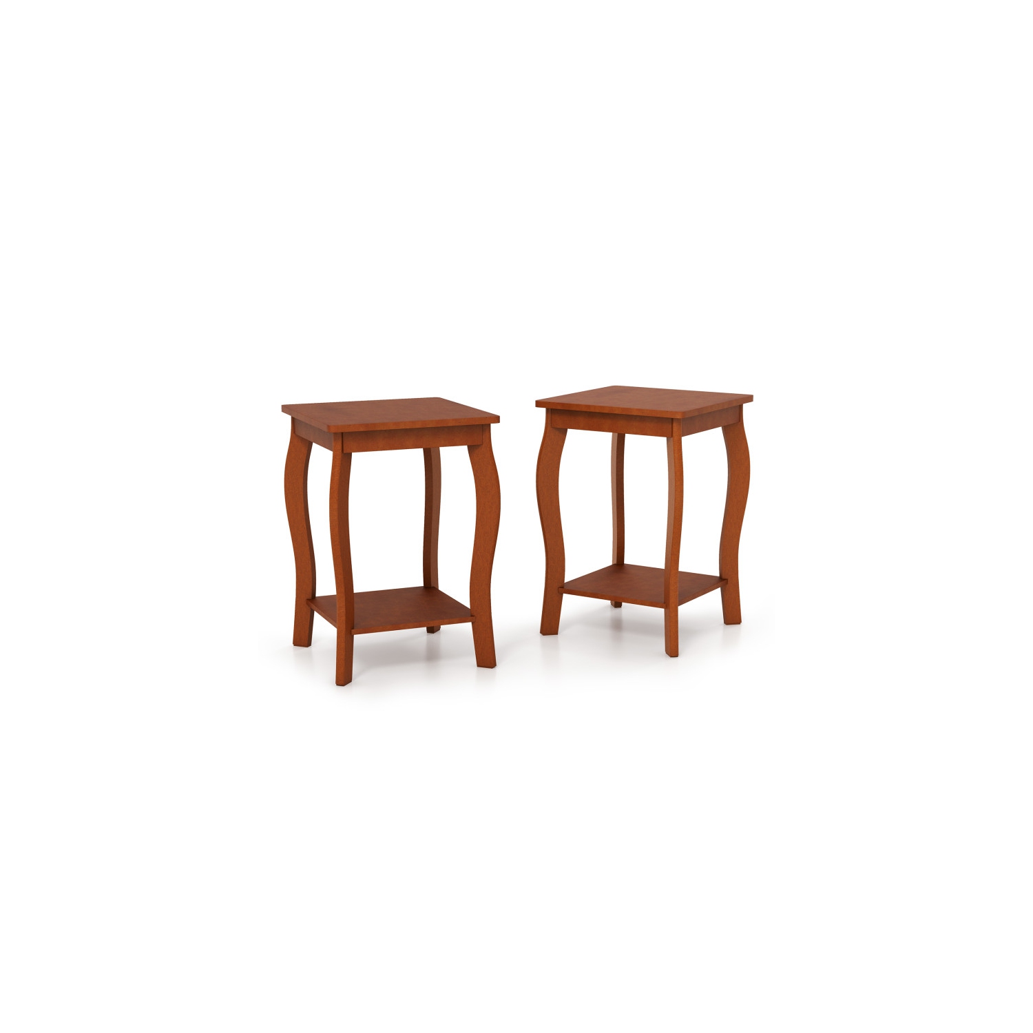 Ensemble de 2 tables de bout carrées à 2 niveaux et tablette de rangement pour le salon