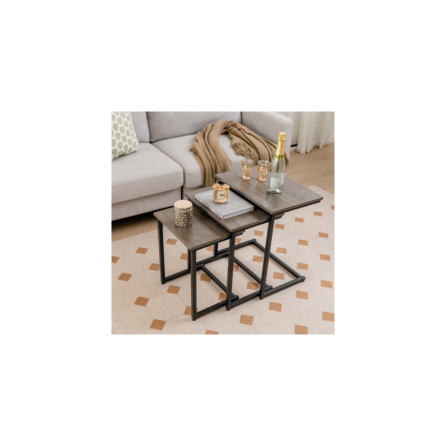 3-Piece Multi functional Coffee Table and End Table Set for Living Room