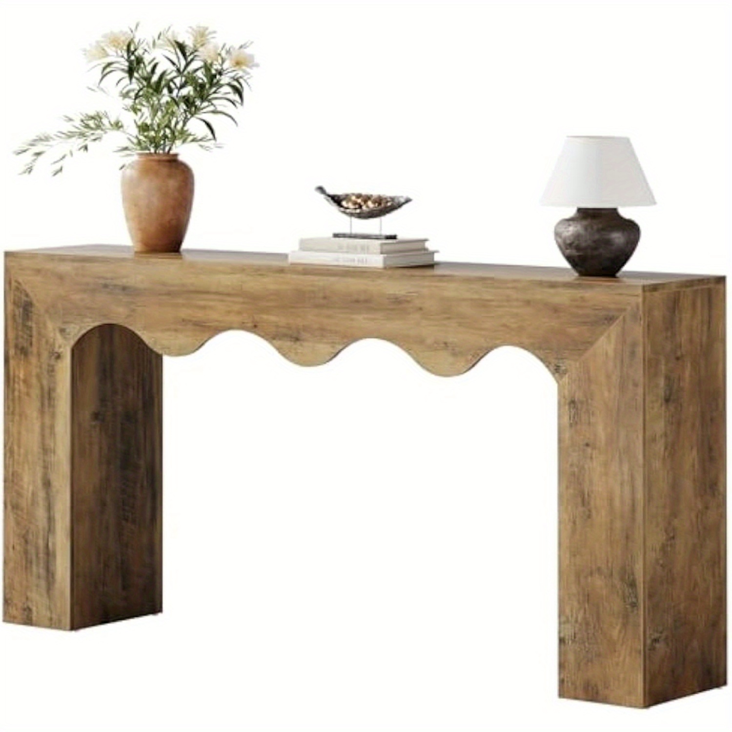 Lantine 63" Farmhouse Console Table, Wooden Couch Table Behind Sofa with Storage, Long Entryway Sofa Station, Narrow Console Stand with Base, Living