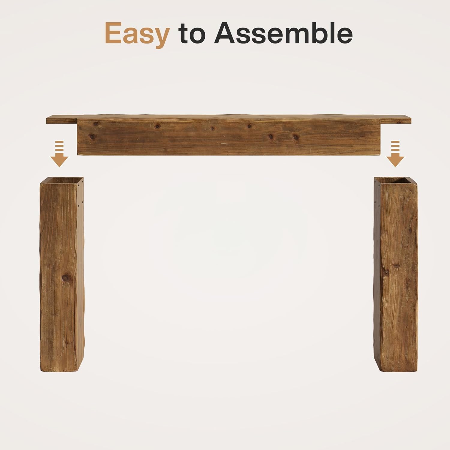 Lantine – Console en bois massif, table de salon 63&nbsp;po derrière canapé pour entrée, salon, entrée, assemblage facile