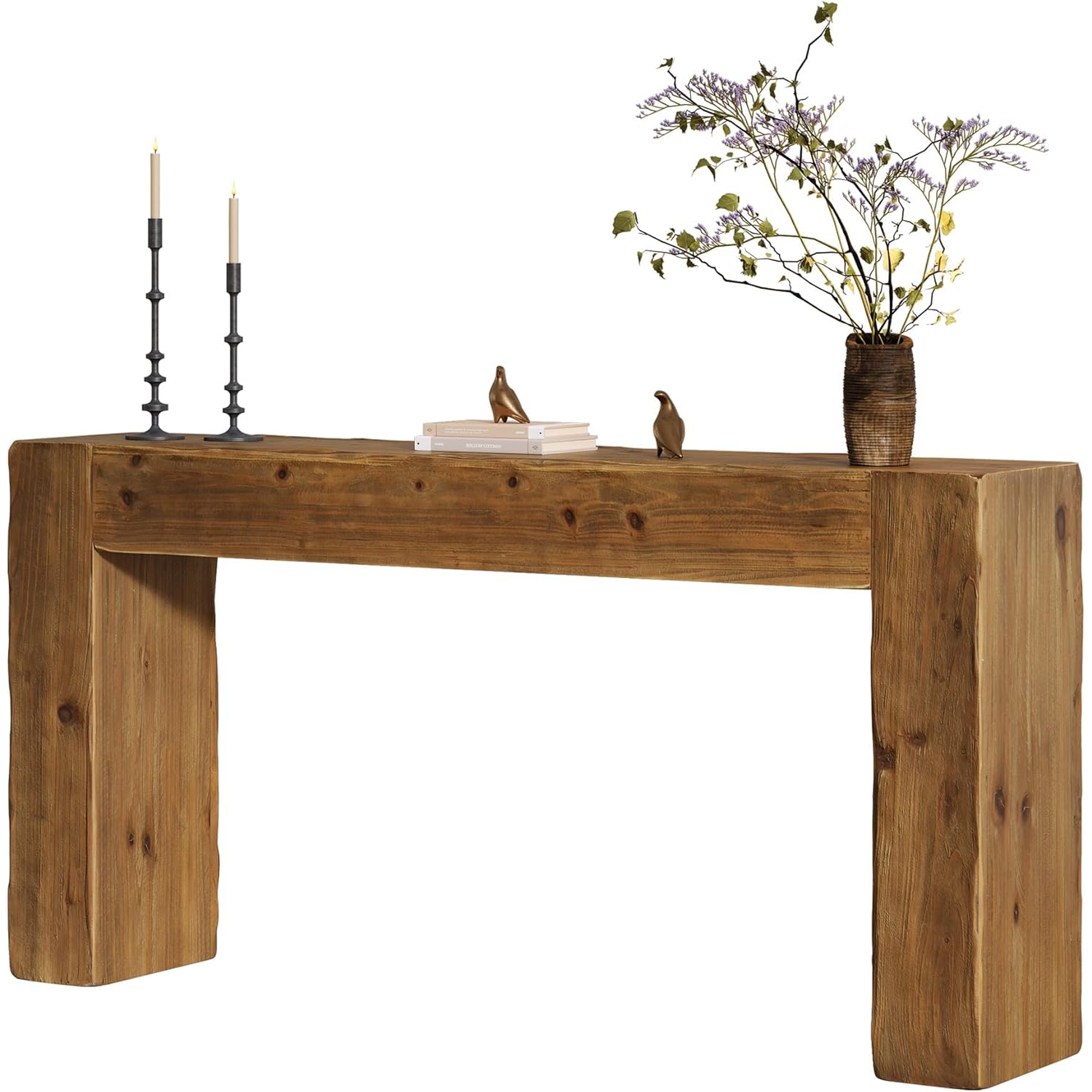 Lantine – Console en bois massif, table de salon 63&nbsp;po derrière canapé pour entrée, salon, entrée, assemblage facile