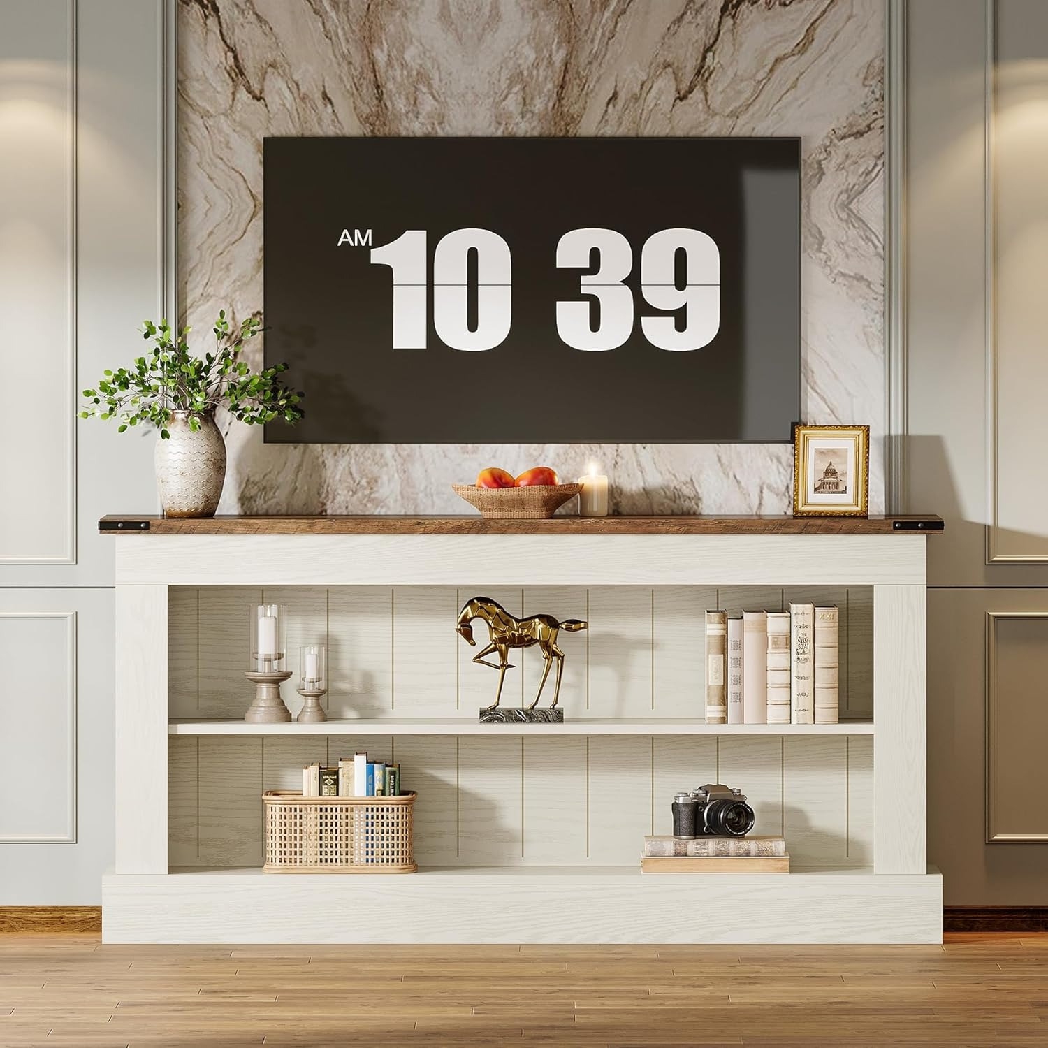 Lantine Farmhouse TV Stand for 70-Inch TV, 63" Entertainment Center with Storage, Modern Media Console Table for Living Room, Bedroom