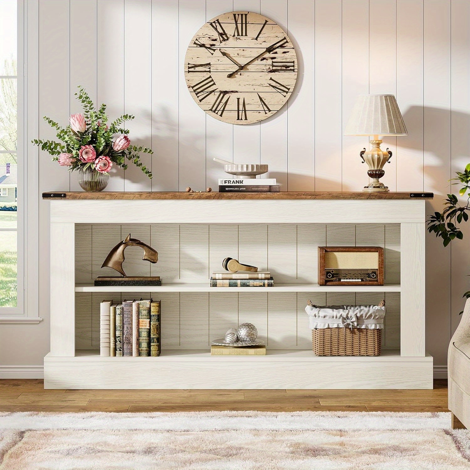 Lantine Farmhouse TV Stand for 70-Inch TV, 63" Entertainment Center with Storage, Modern Media Console Table for Living Room, Bedroom