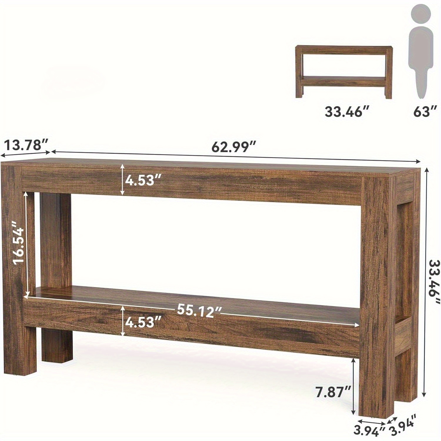 Lantine Farmhouse Wood Entryway Table for Hallway, 63-Inch Narrow Long Console Table for Living Room, Sofa, Entry, Entrance, Foyer, Behind Couch with