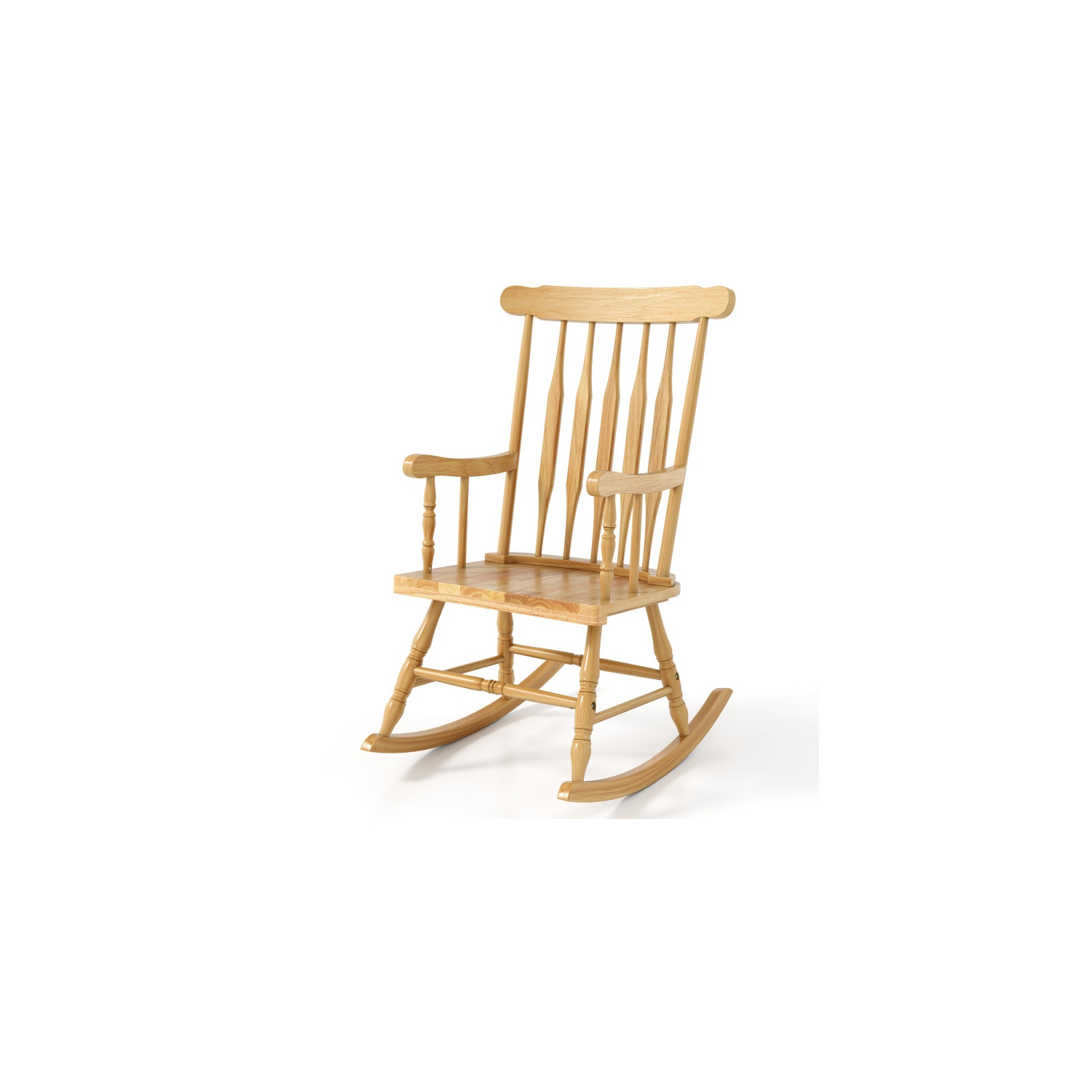 Glossy Finish Solid Wood Rocking Chair for Indoor or Outdoor Porch