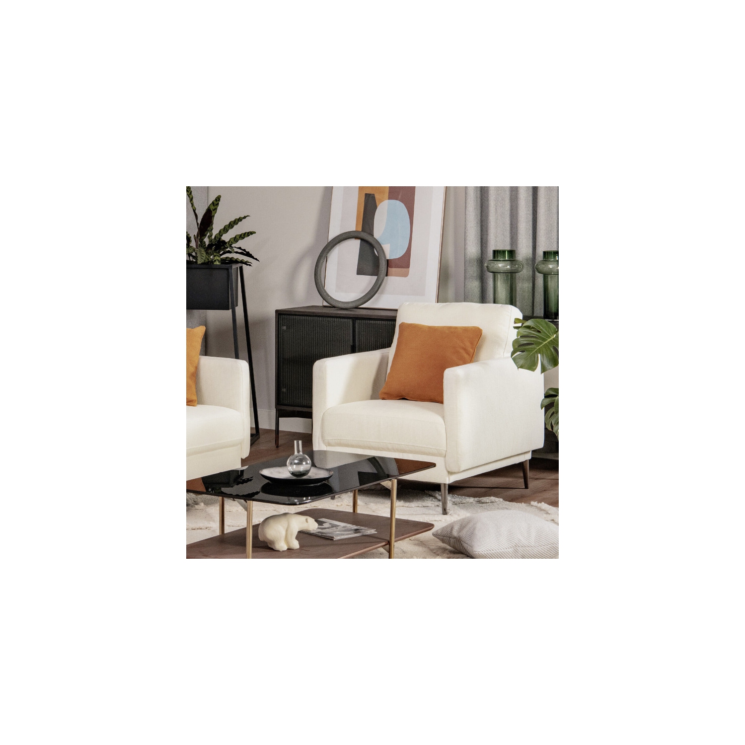 Fauteuil d'appoint moderne rembourré avec coussin amovible pour le salon