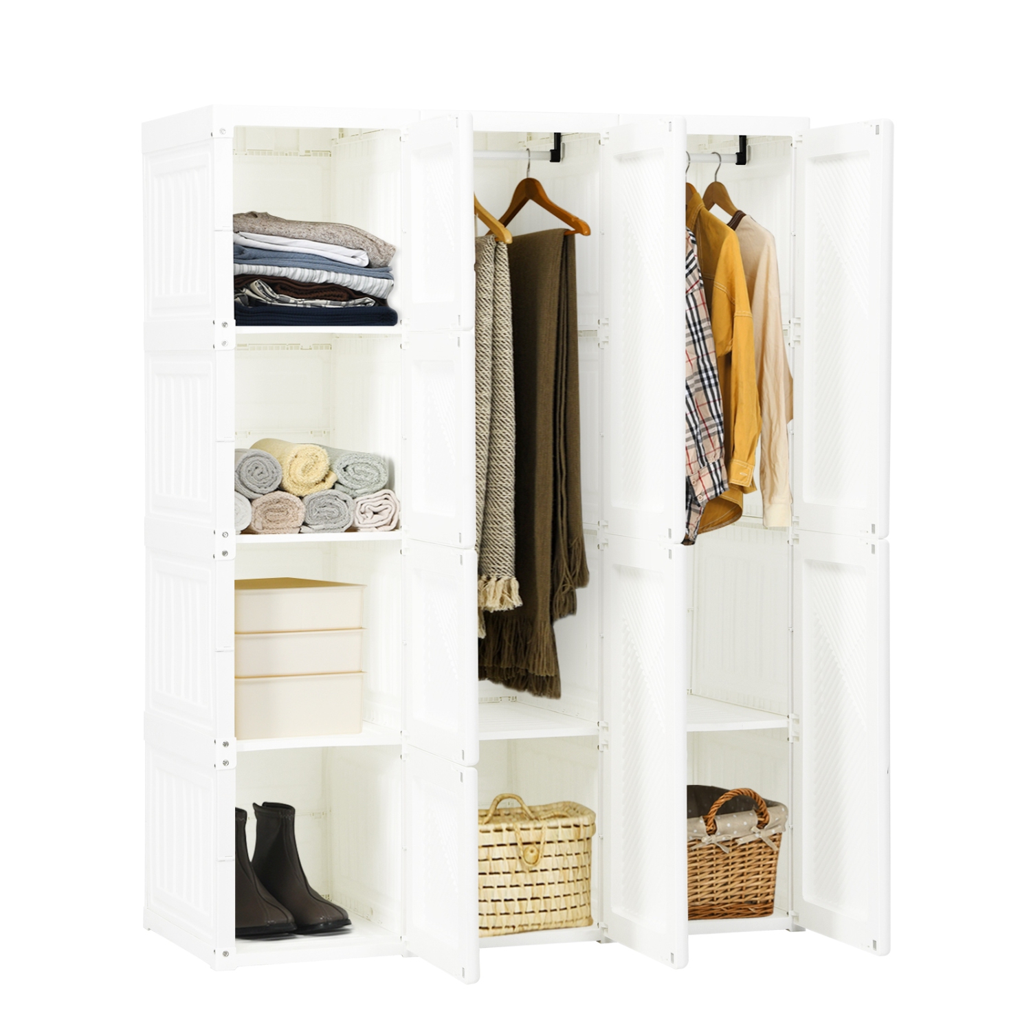 Space-Saving Fold able Wardrobe Organizer with 8 Cubby Compartments