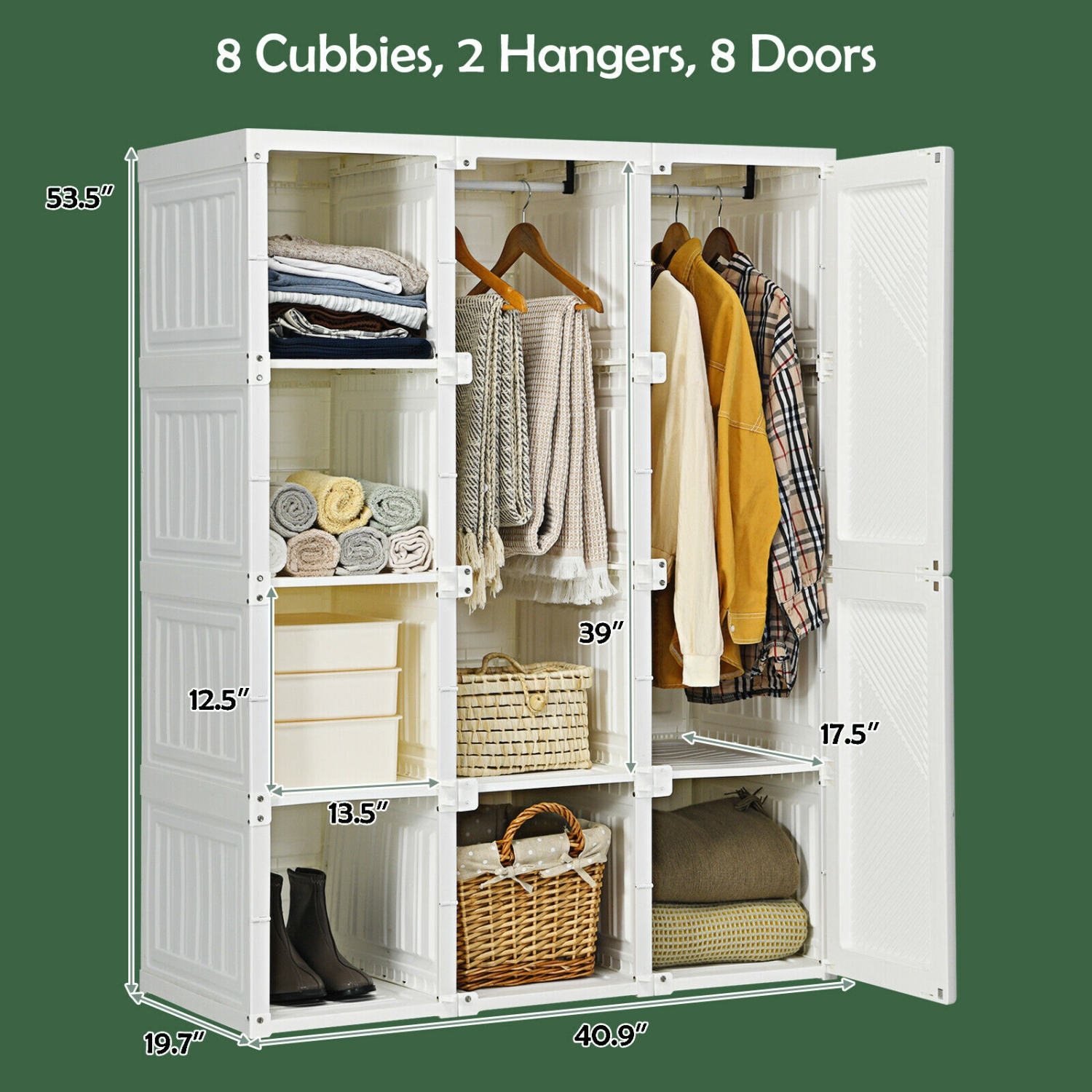 Space-Saving Fold able Wardrobe Organizer with 8 Cubby Compartments
