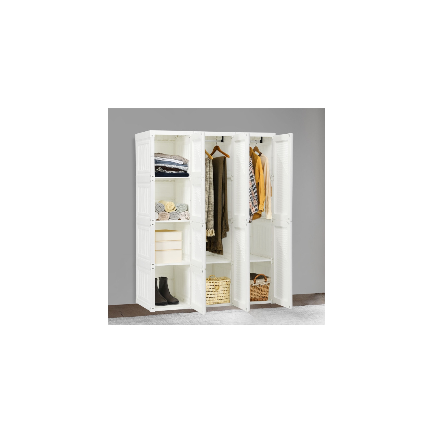 Space-Saving Fold able Wardrobe Organizer with 8 Cubby Compartments